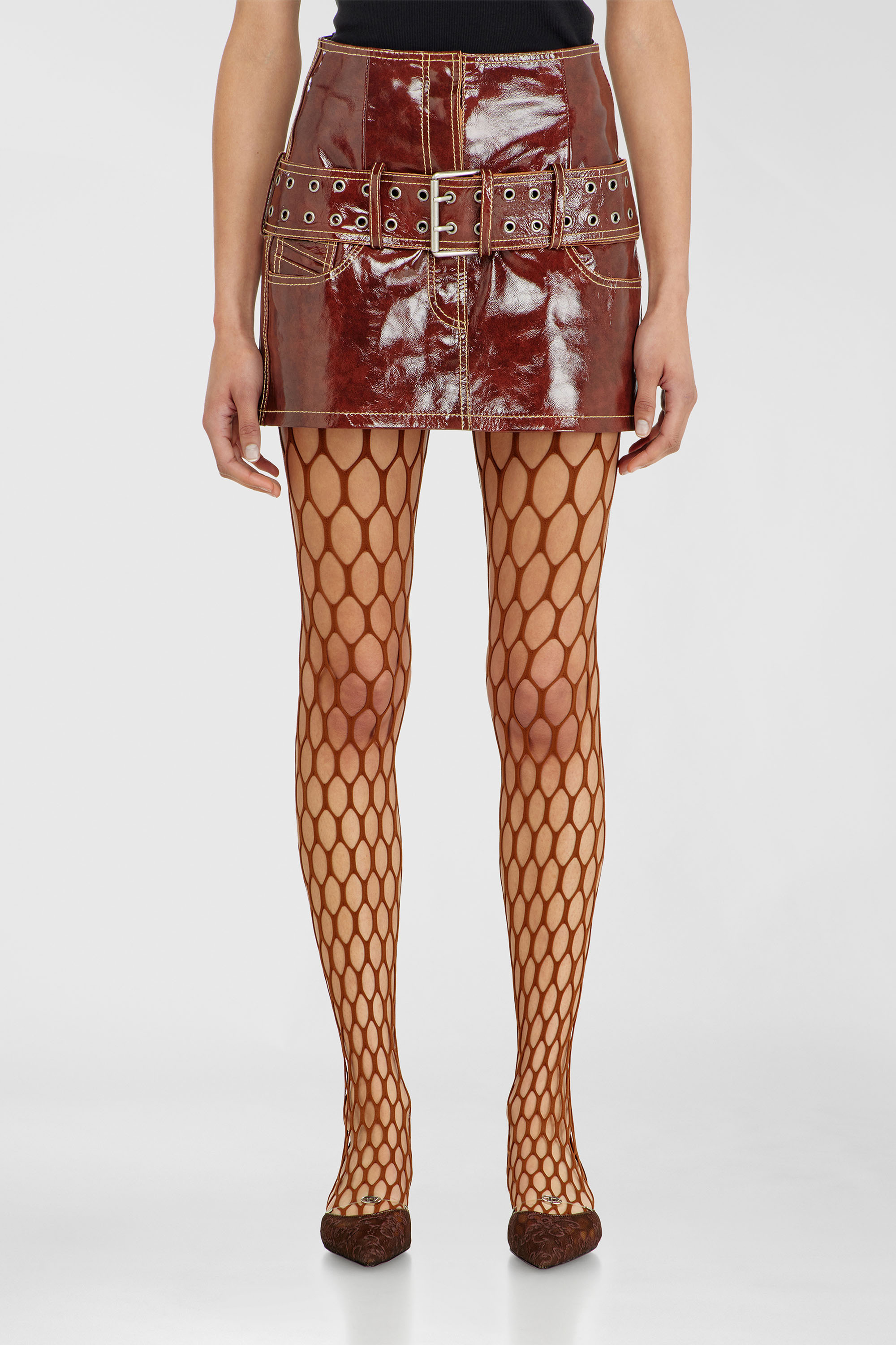 Diesel - L-EVANT, Falda mini de charol con cintur&oacute;n Mujer in Rojo - 1