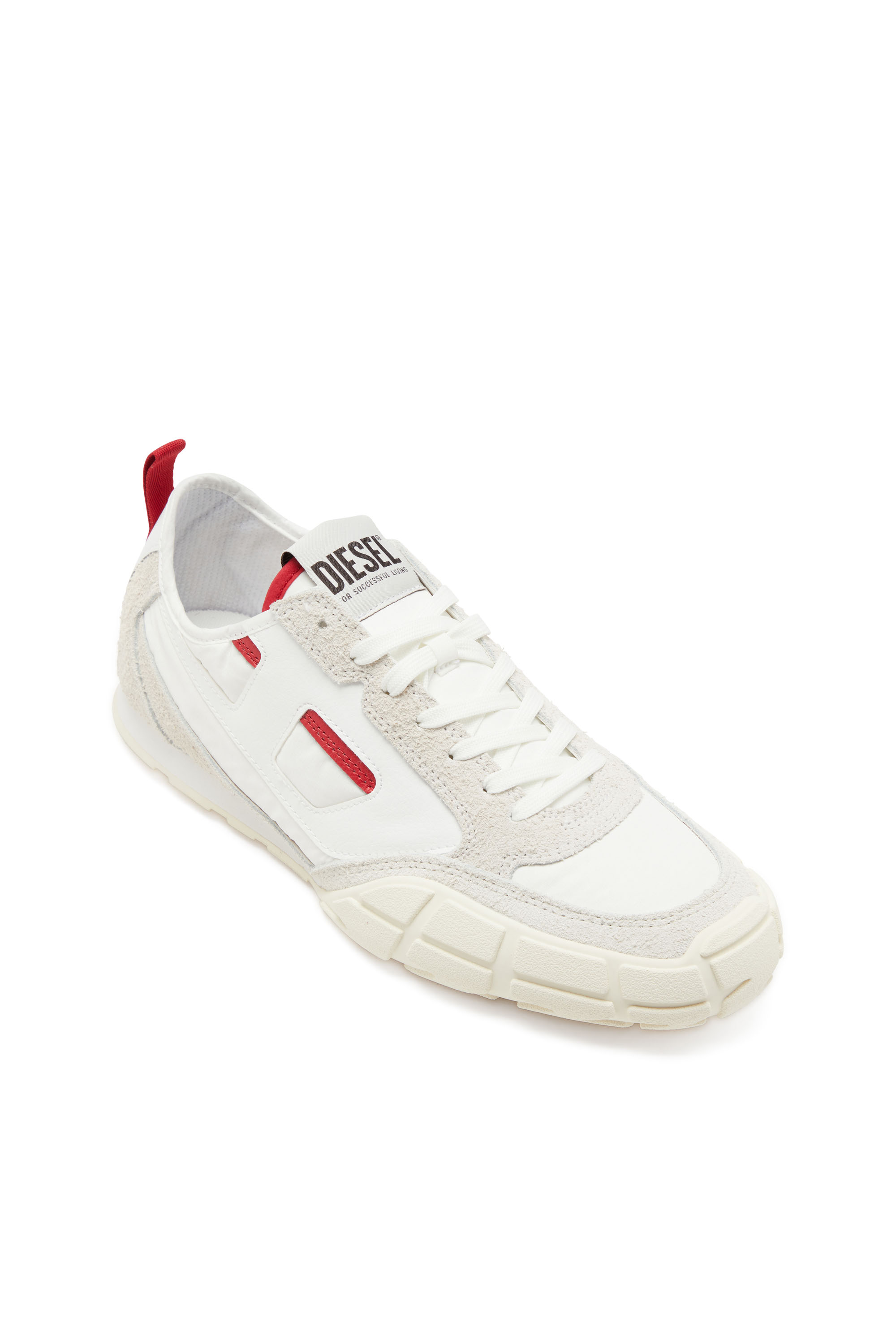 Diesel - S-PAGODHA LOW, Man's Sneakers in leather, suede and ripstop in White/Red - 6