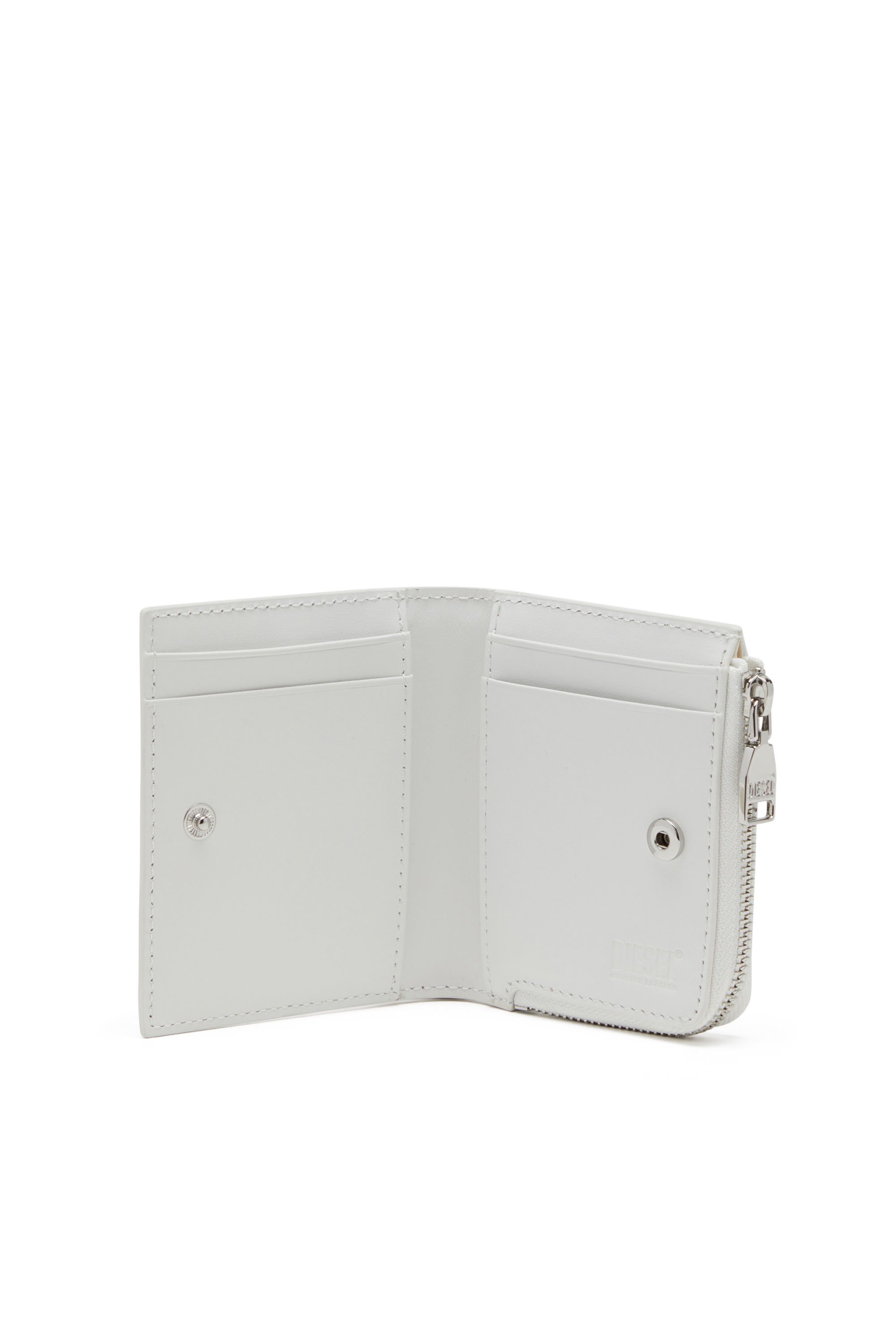 Diesel - 1DR CARD HOLDER ZIP L, Woman Bi-fold card holder in nappa leather in White - Image 3