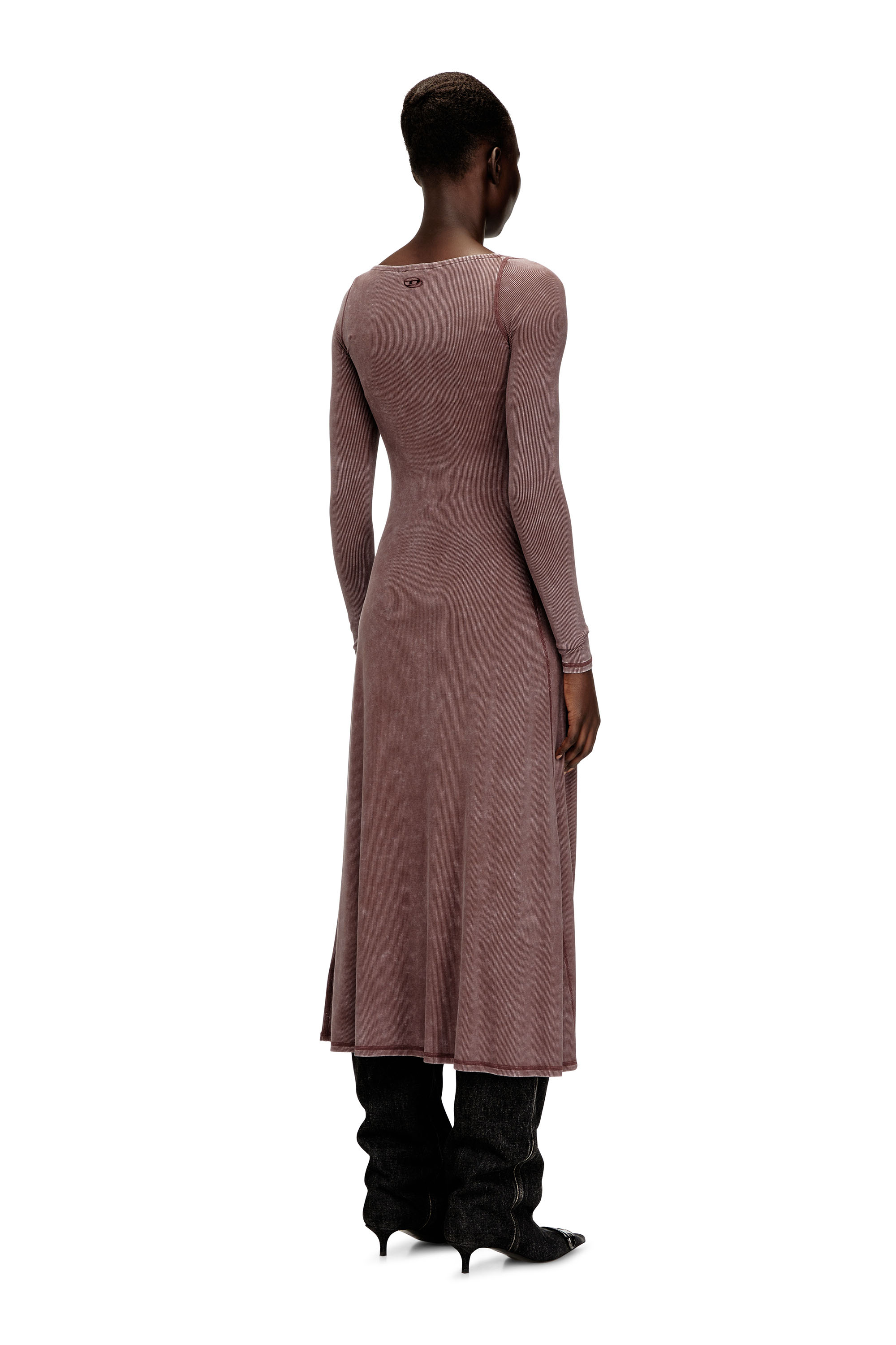 Diesel - D-LEY, Vestido midi en punto canalé desteñido Mujer in ToBeDefined - 4