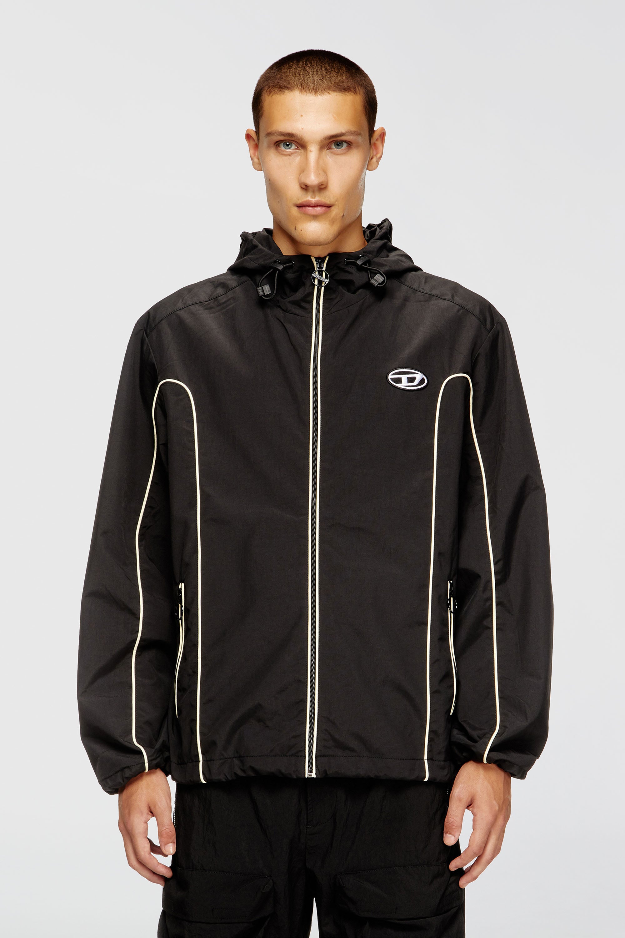 Diesel - J-HIVES, Anorak con ribetes contrastantes Hombre in Negro - 1
