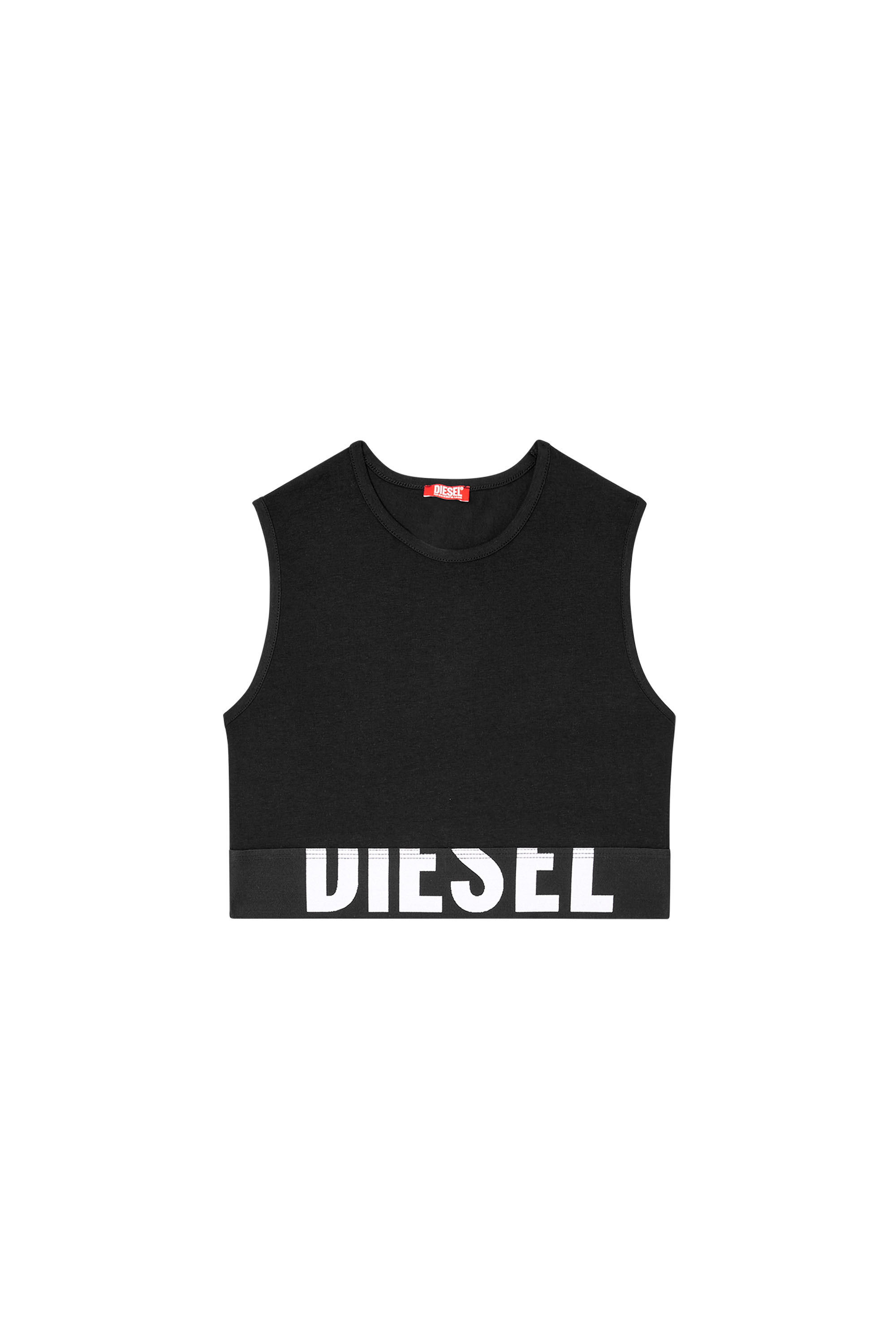 Diesel - ADA-D-POP, Camiseta con tirantes recortada con logotipo recortado Mujer in Negro - 4