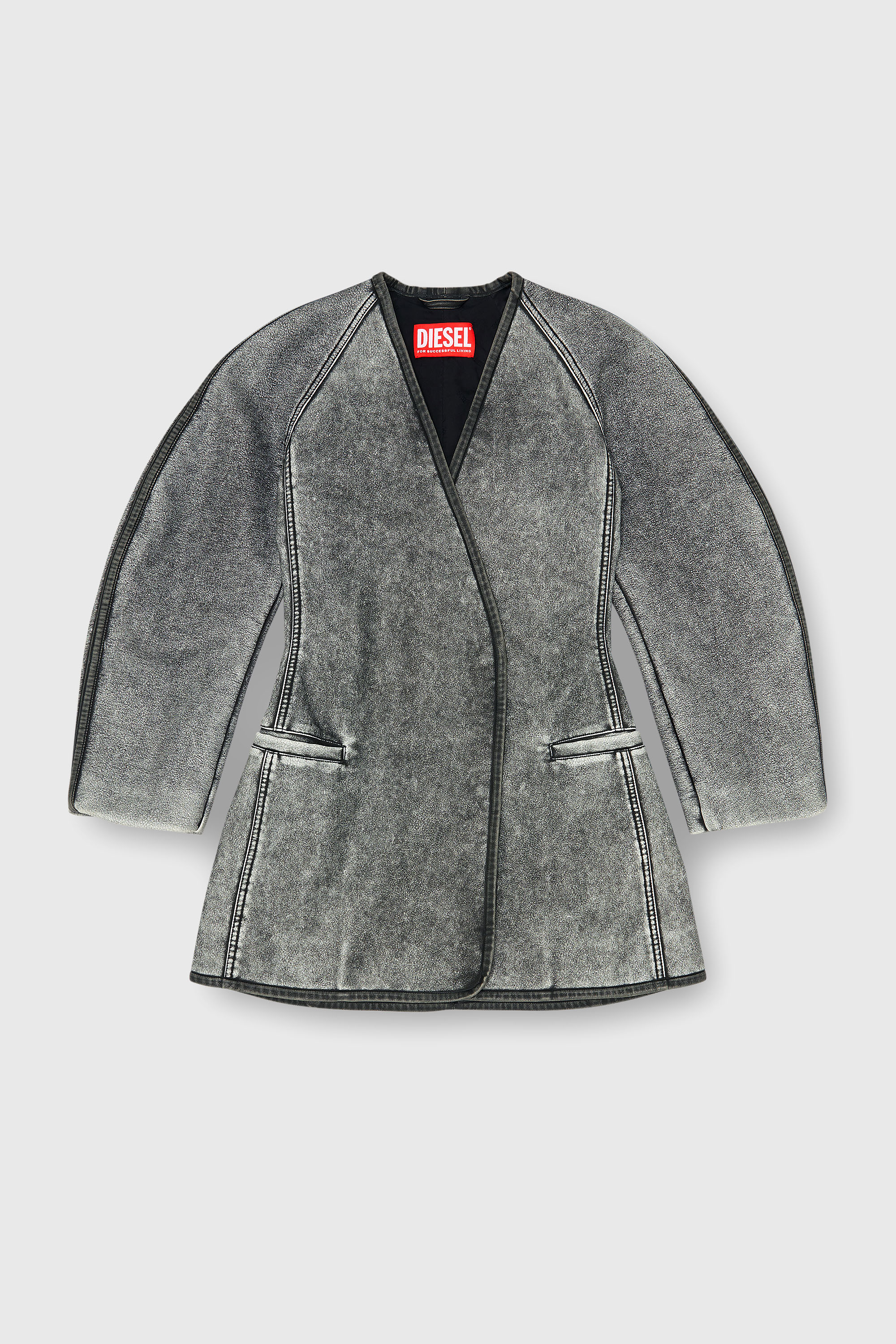 Diesel - G-ALAX, Chaqueta c&aacute;rdigan con mangas tipo capullo Mujer in Gris - 2