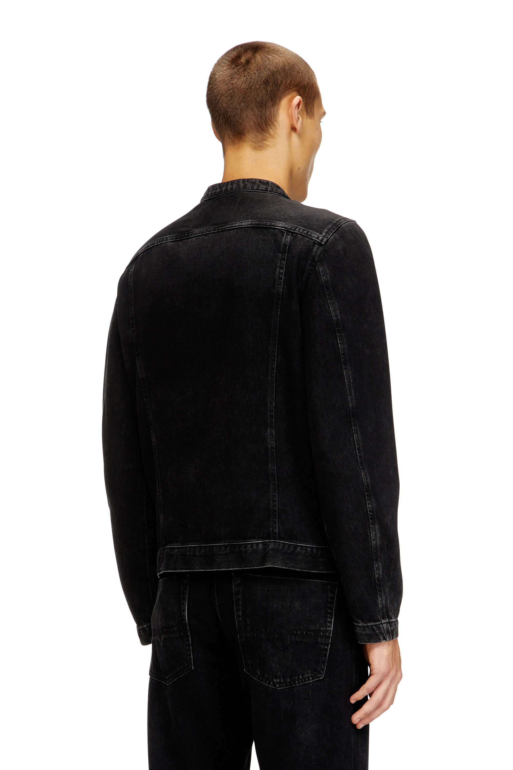 Diesel - D-GLORY, Chaqueta moto de denim con lavado oscuro Hombre in Negro - 3