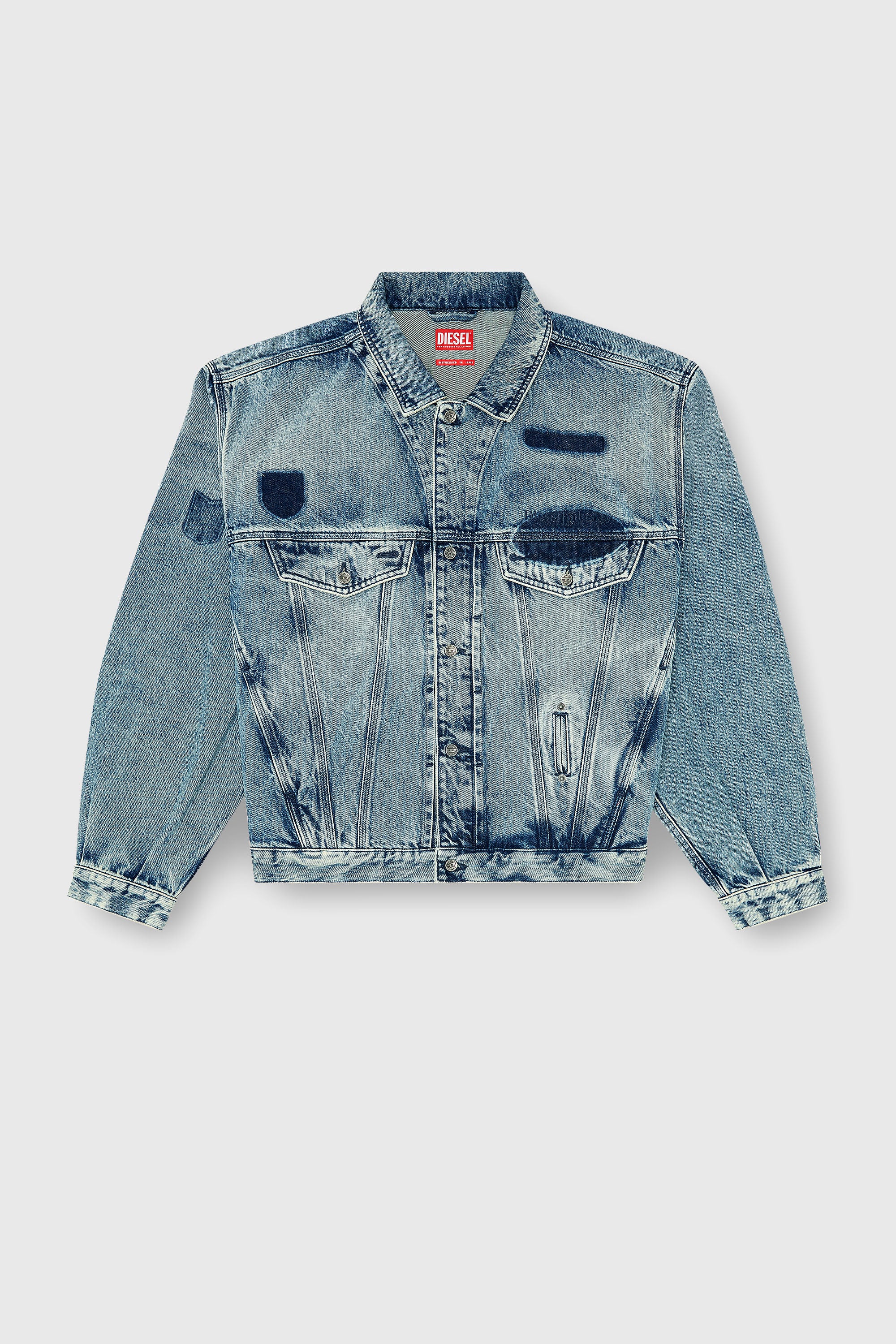 Diesel - D-DENVER-S2, Chaqueta trucker con efecto patch Unisex in Azul marino - 2