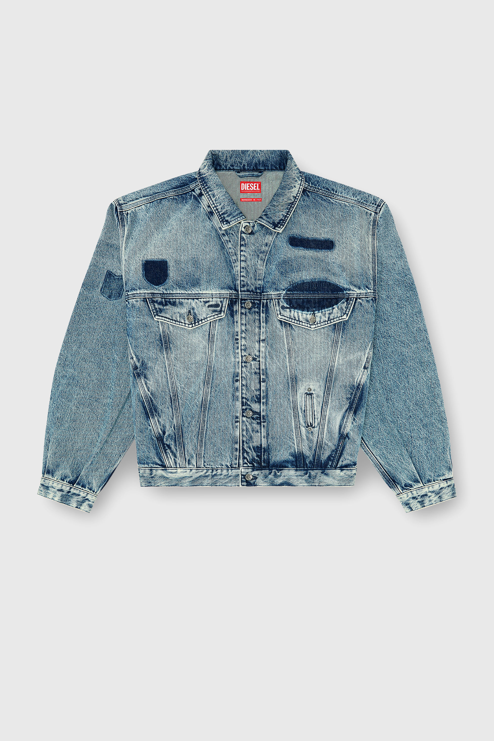 Diesel - D-DENVER-S2, Chaqueta trucker con efecto patch Unisex in Azul marino - 2