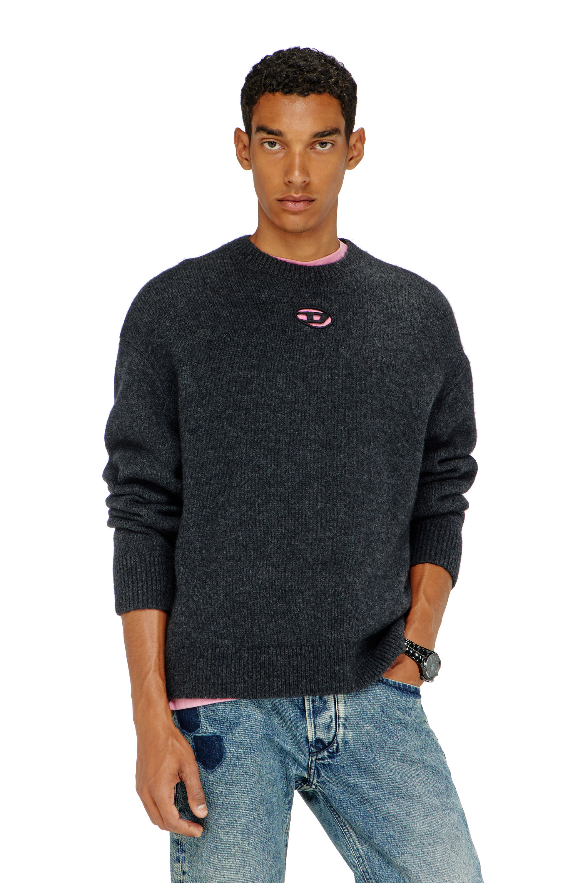 Diesel - K-AREESO, Jersey de mezcla de lana y alpaca Hombre in Negro - 1