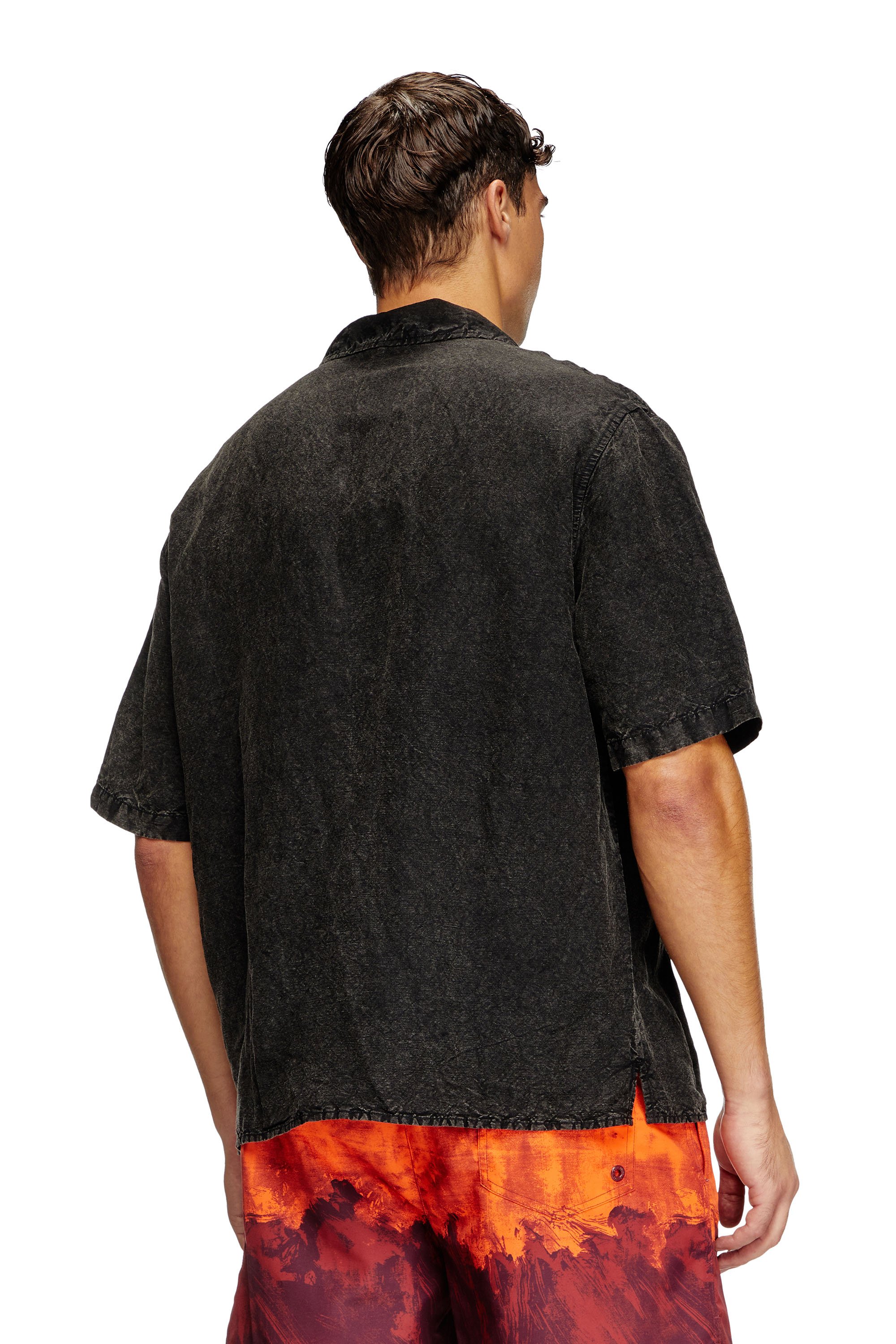 Diesel - CHARLES-D-POP, Camisa de playa de mezcla de lino Hombre in Negro - 3