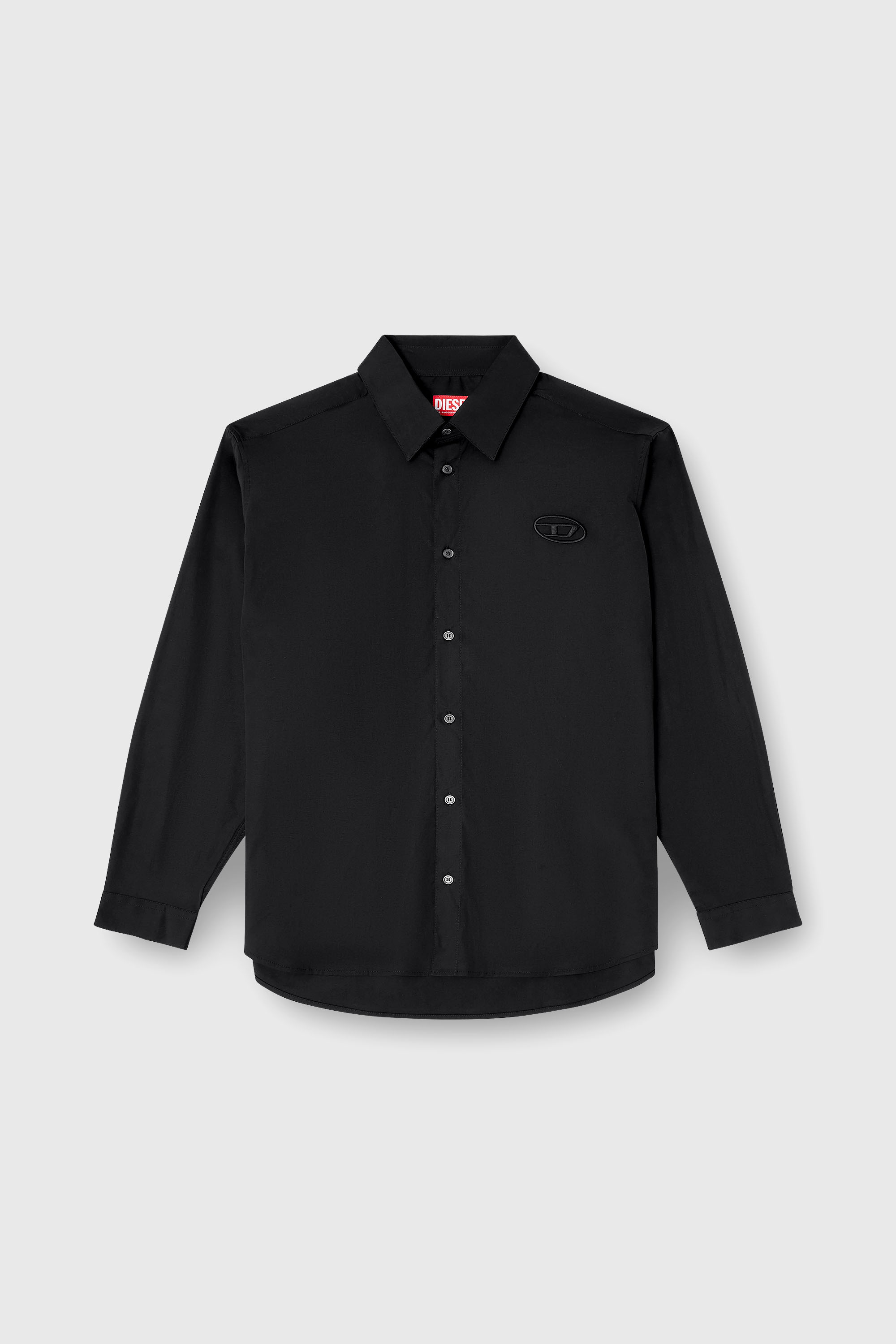 Diesel - S-SIMPLY-GSBH, Camisa de popelina el&aacute;stica con bordado Hombre in Negro - 2