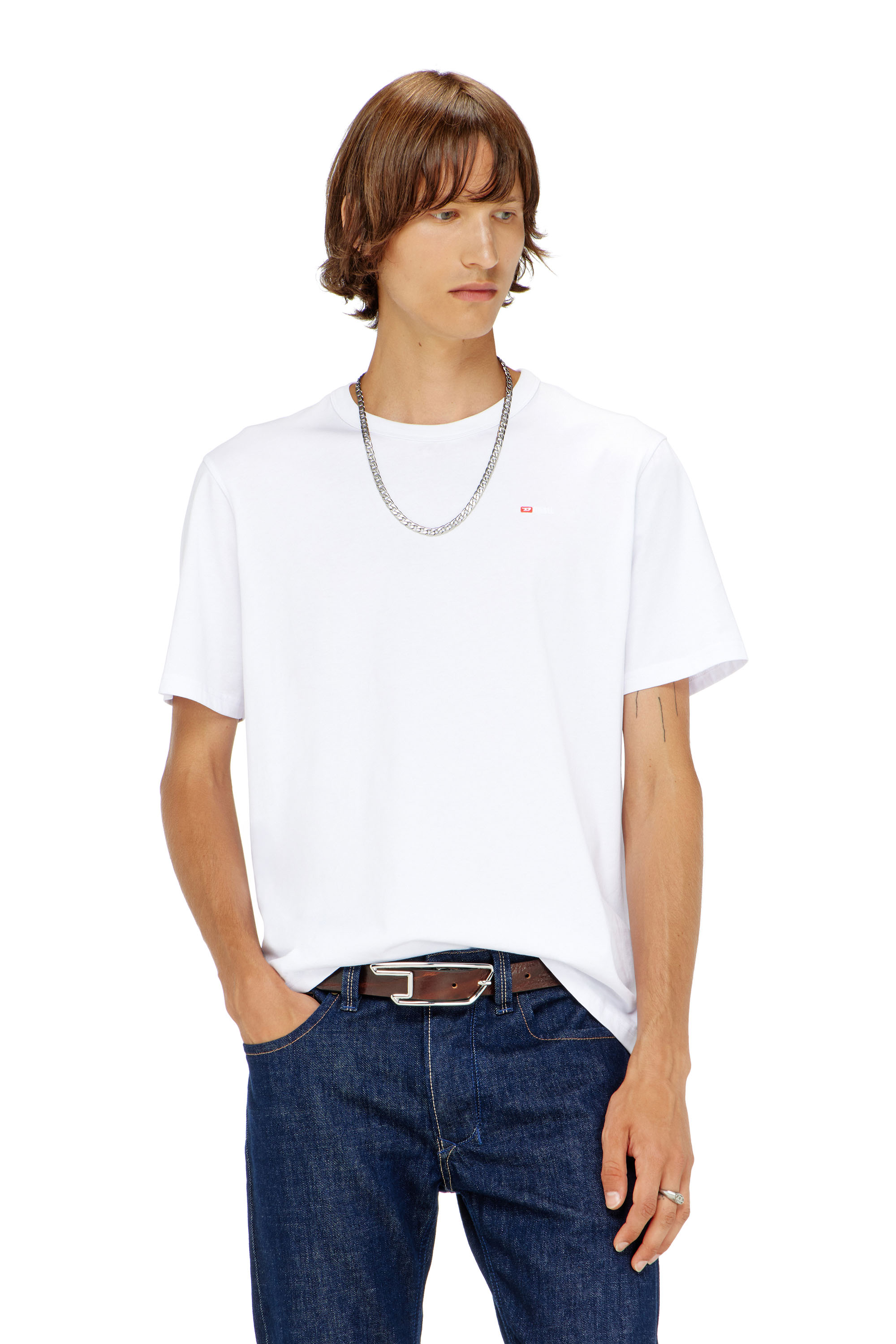 Diesel - T-ADJUST-MICRODIV, Camiseta con logotipo peque&ntilde;o bordado Unisex in Blanco - 3