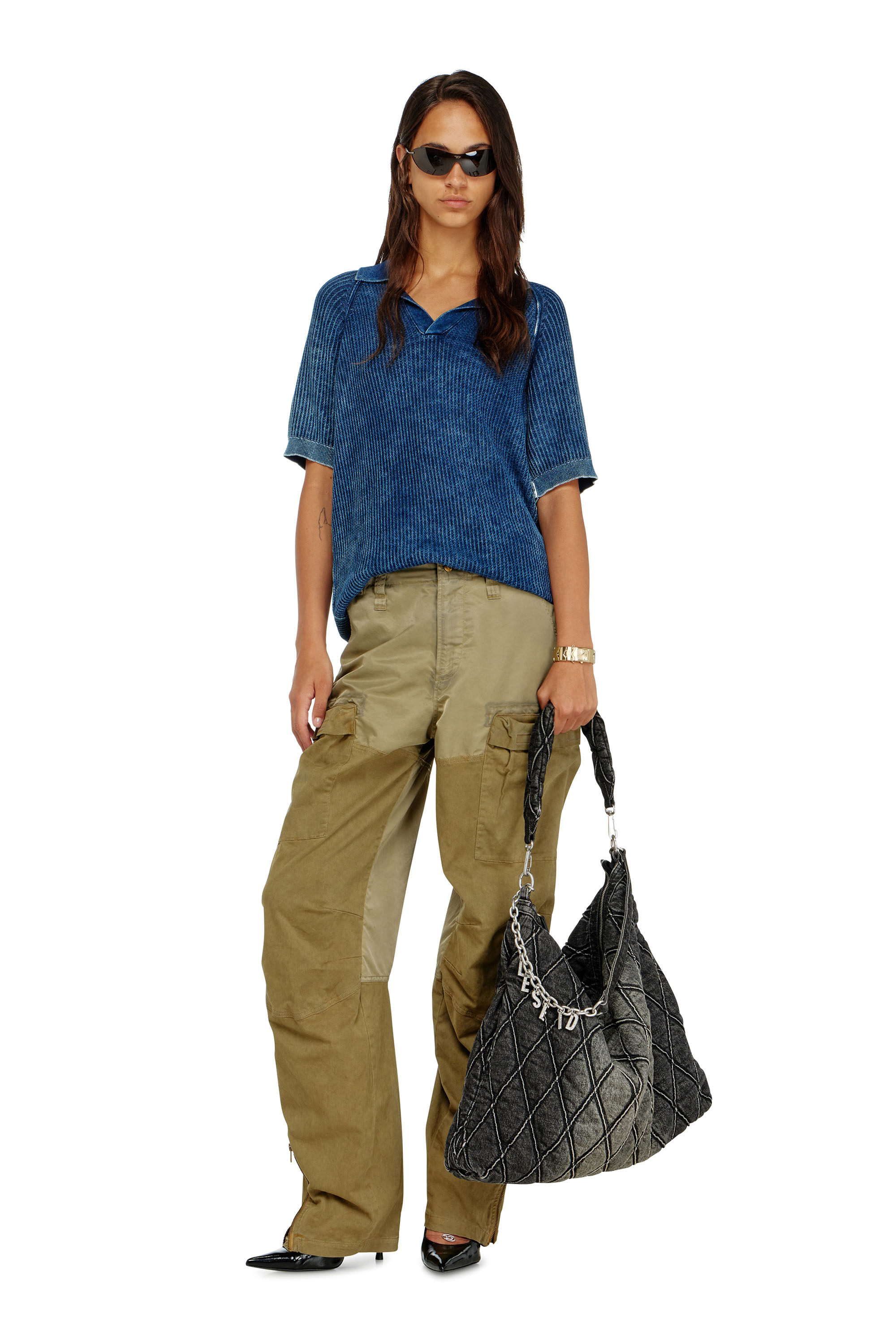 Diesel - P-ARKER, Pantalones cargo de algod&oacute;n y nailon Mujer in Verde - 1