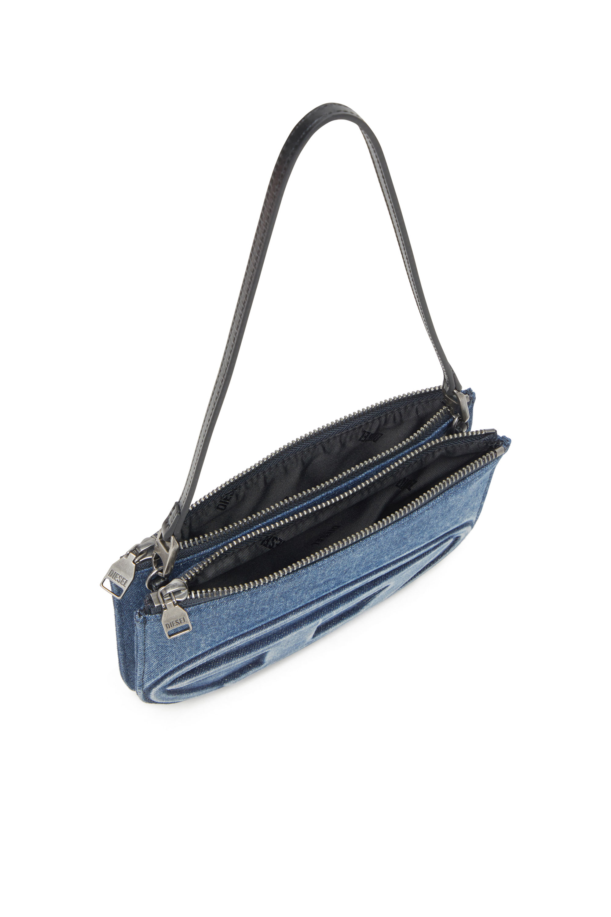 Diesel - 1DR TWIN, Bolso de doble compartimento de hombro de denim solarizado Mujer in Azul marino - 3