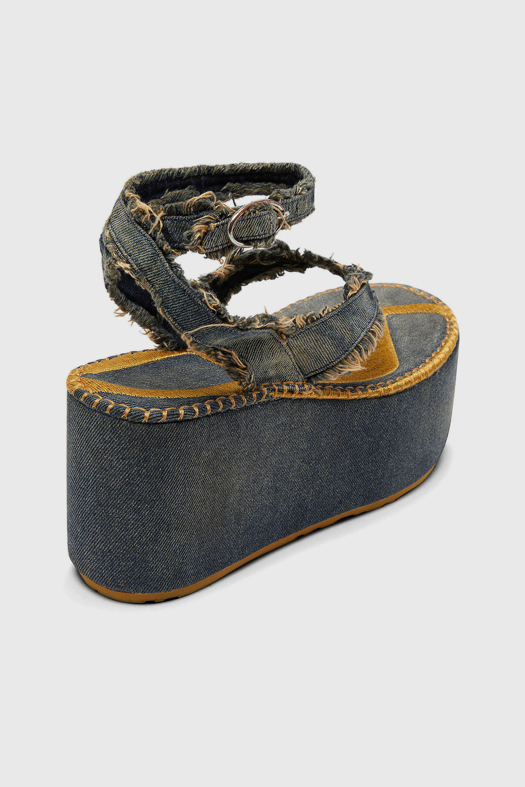 Diesel - SA-NIKOLA SANDAL, Sa-Nikola - Sandalias de mezclilla con detalles deshilachados Mujer in Azul marino - 6
