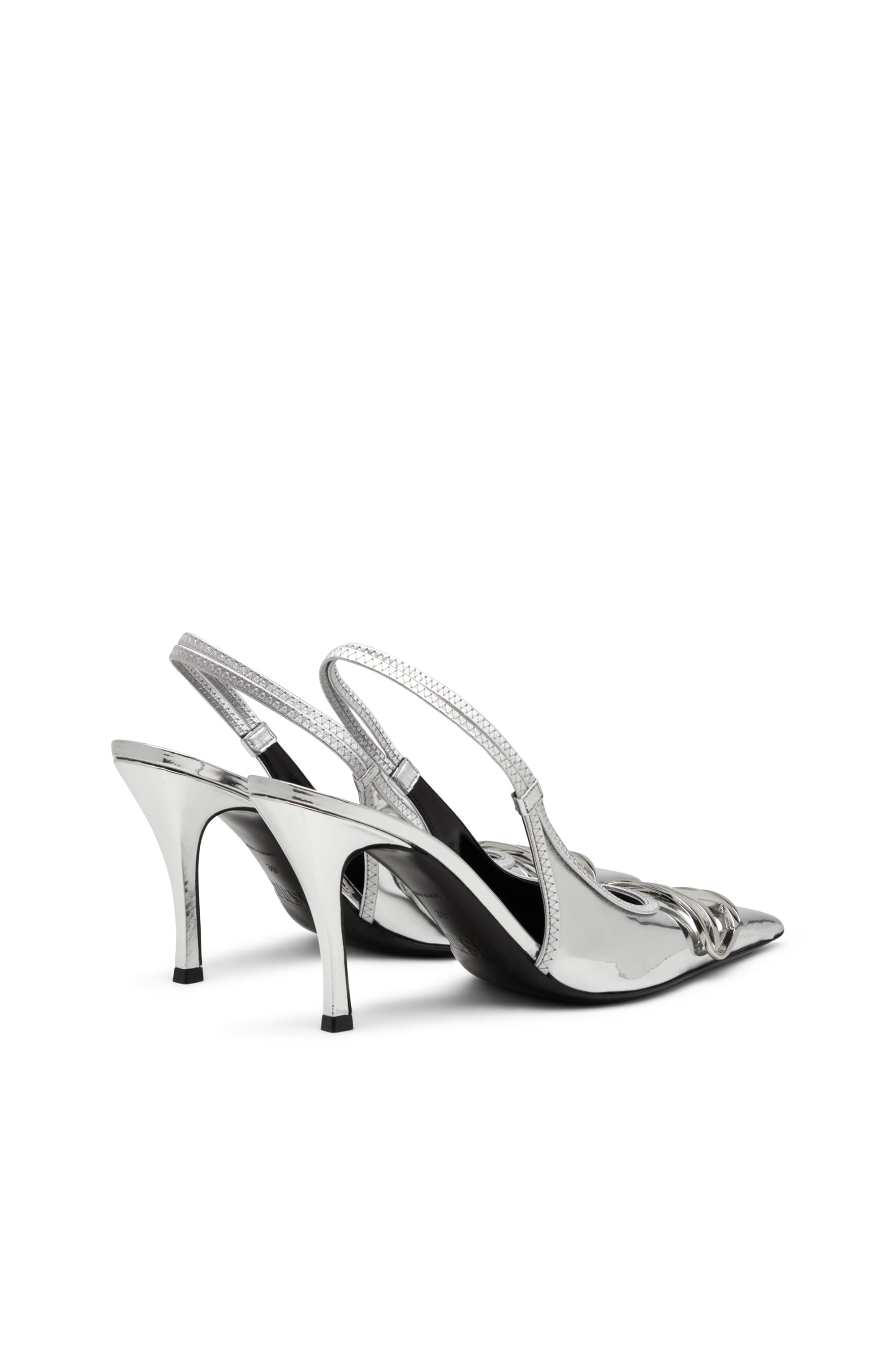 Diesel - D-VENUS SB, Mujer D-Venus-Zapatos de salón sin talón con acabado espejado in Plateado - Image 4
