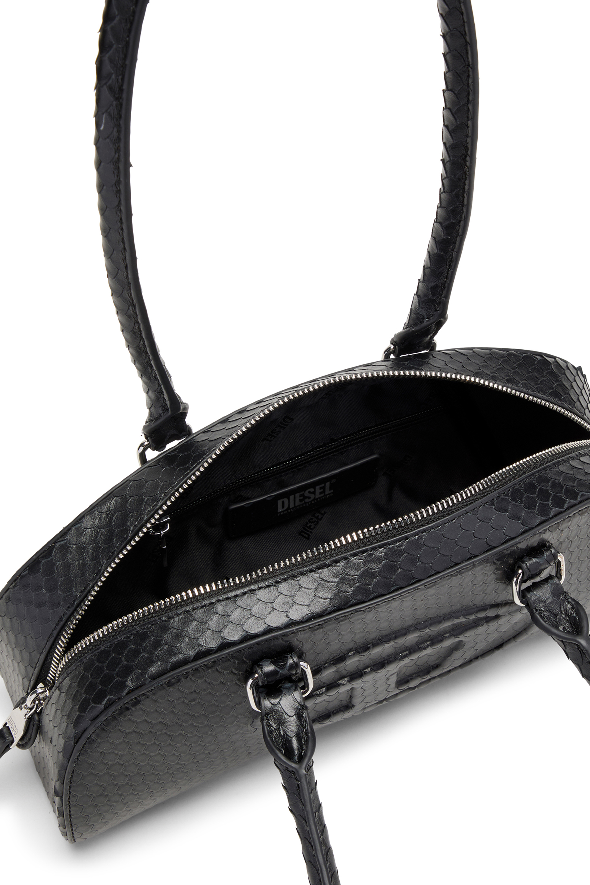 Diesel - 1DR DOME SHOULDER EW, 1DR Dome-Bolso bowling alargado en piel texturizada Mujer in Negro - 4