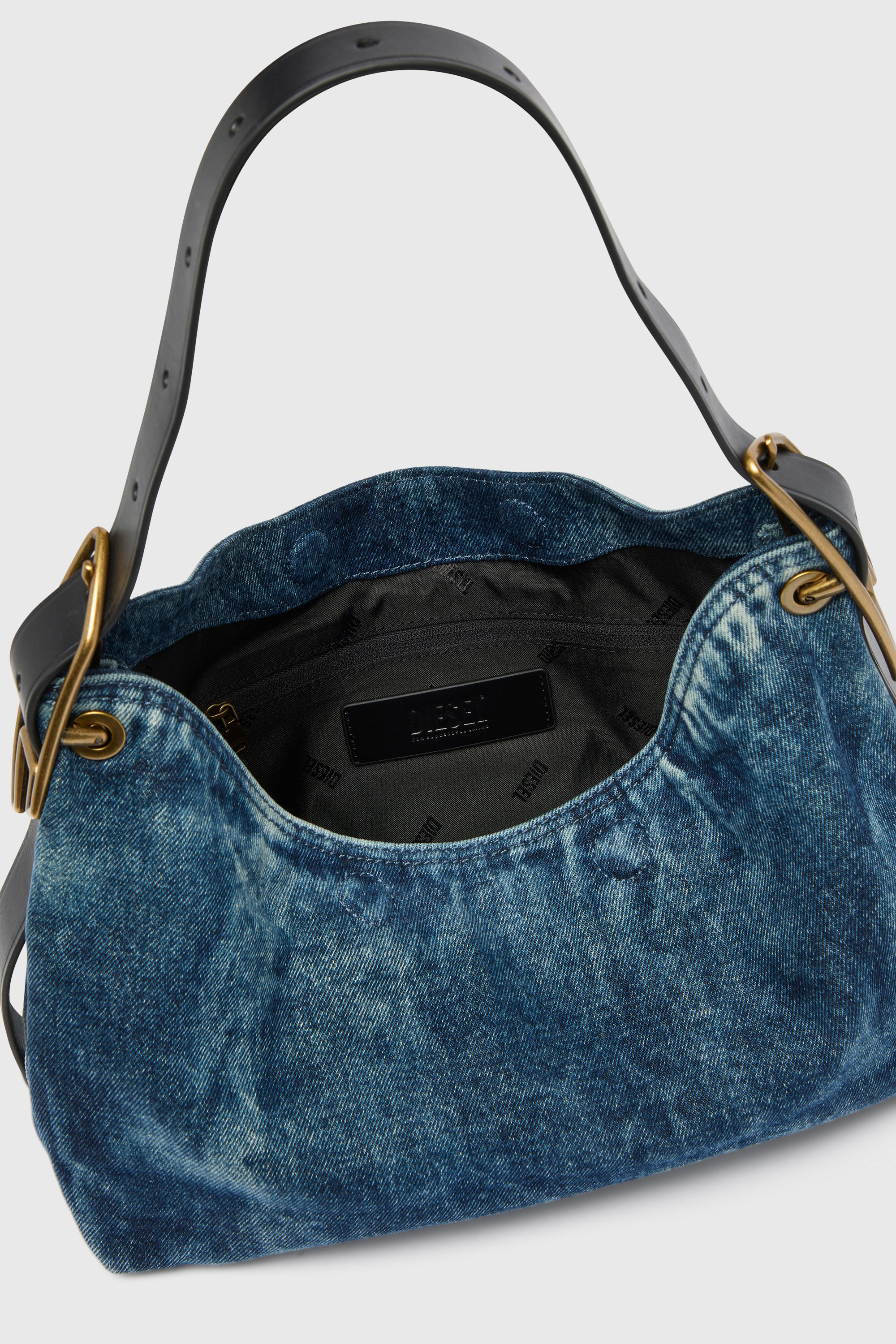 Diesel - D-LINE HOBO S, D-Line-Bolso de hombro en deim Mujer in Azul marino - 6