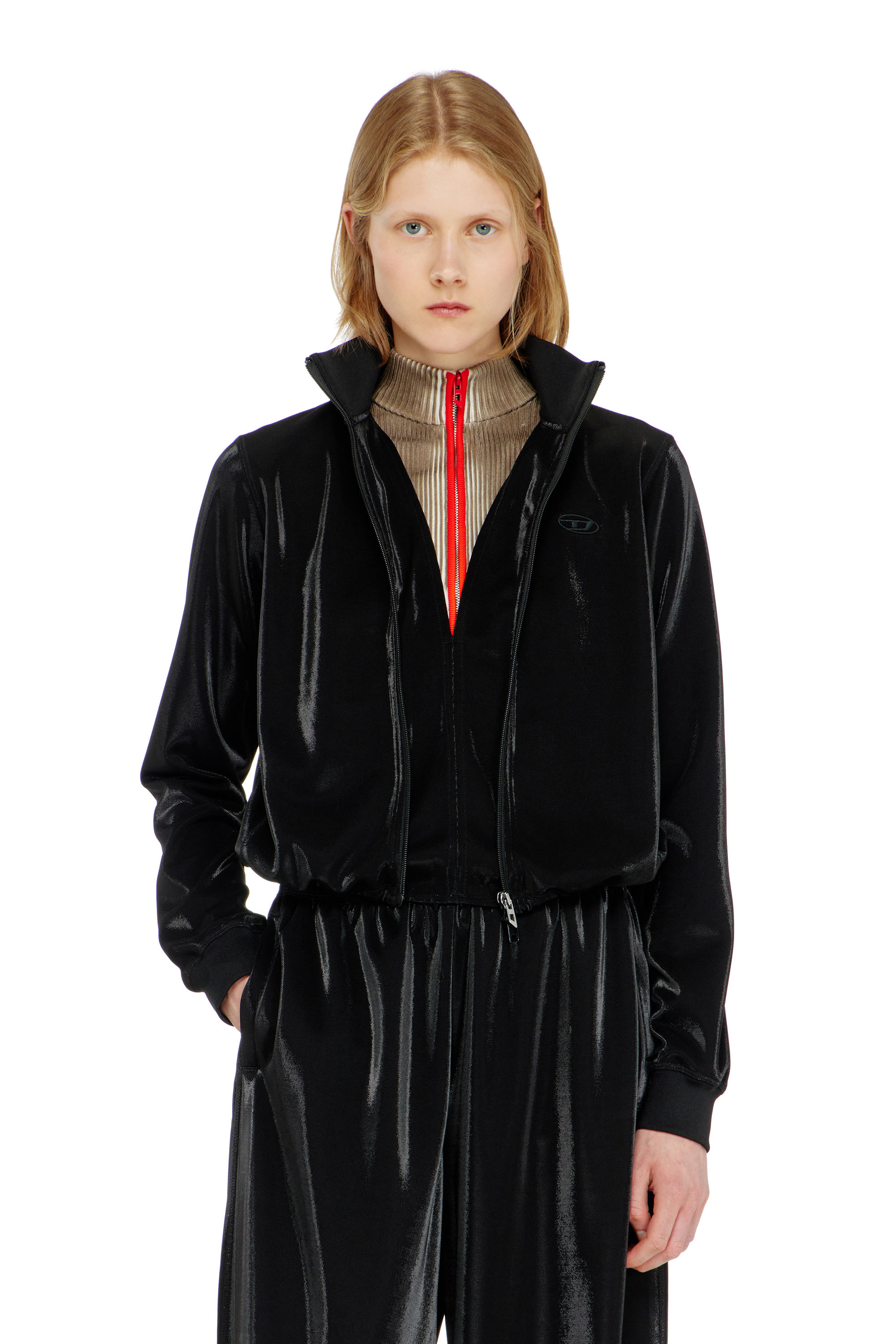 Diesel - F-ROSY, Sudadera con cremallera y efecto piqu&eacute; brillante Mujer in ToBeDefined - 1
