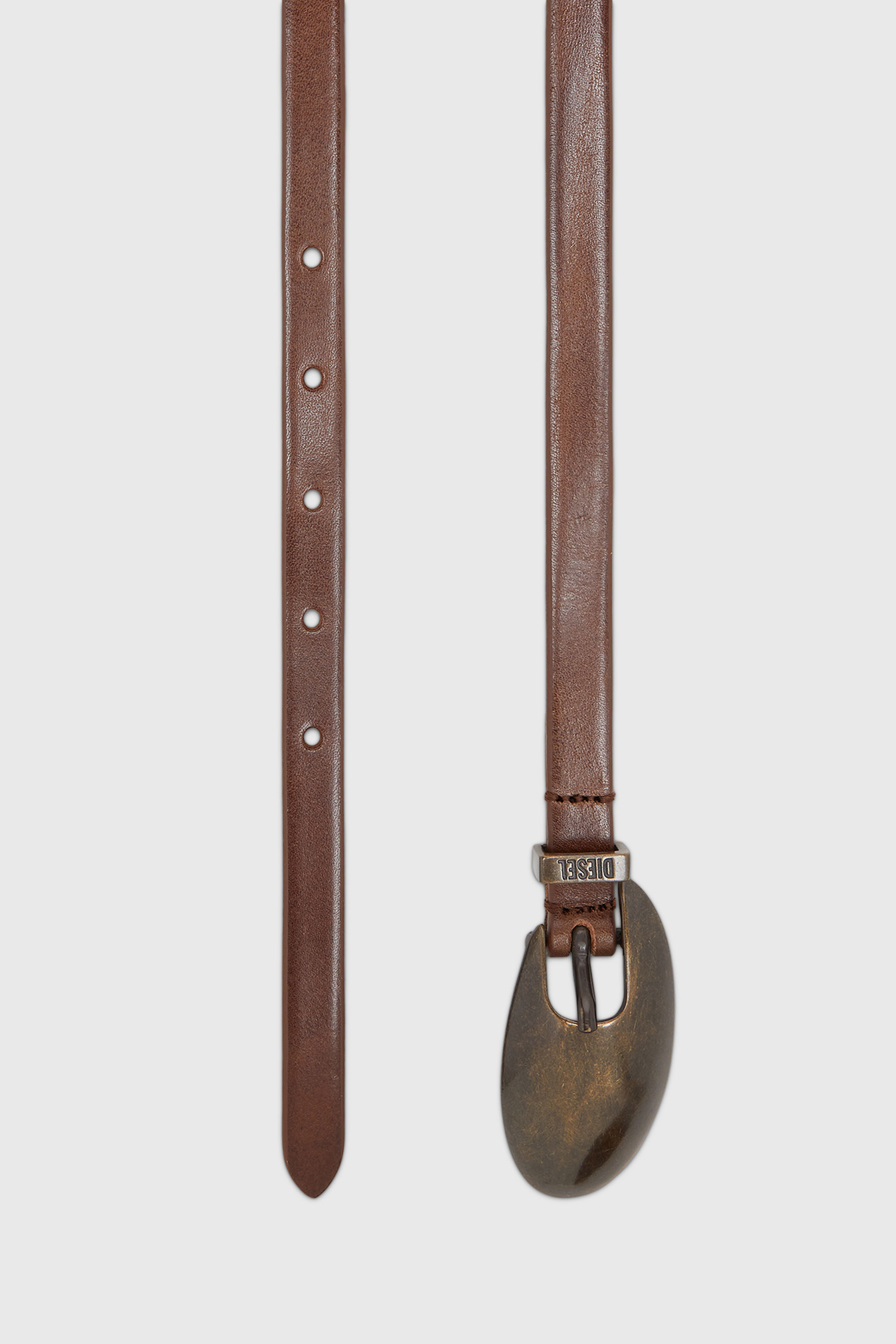 Diesel - B-ROP 15, Cintur&oacute;n 1.5 cm fino de cuero con hebilla escult&oacute;rica Mujer in Marr&oacute;n - 2