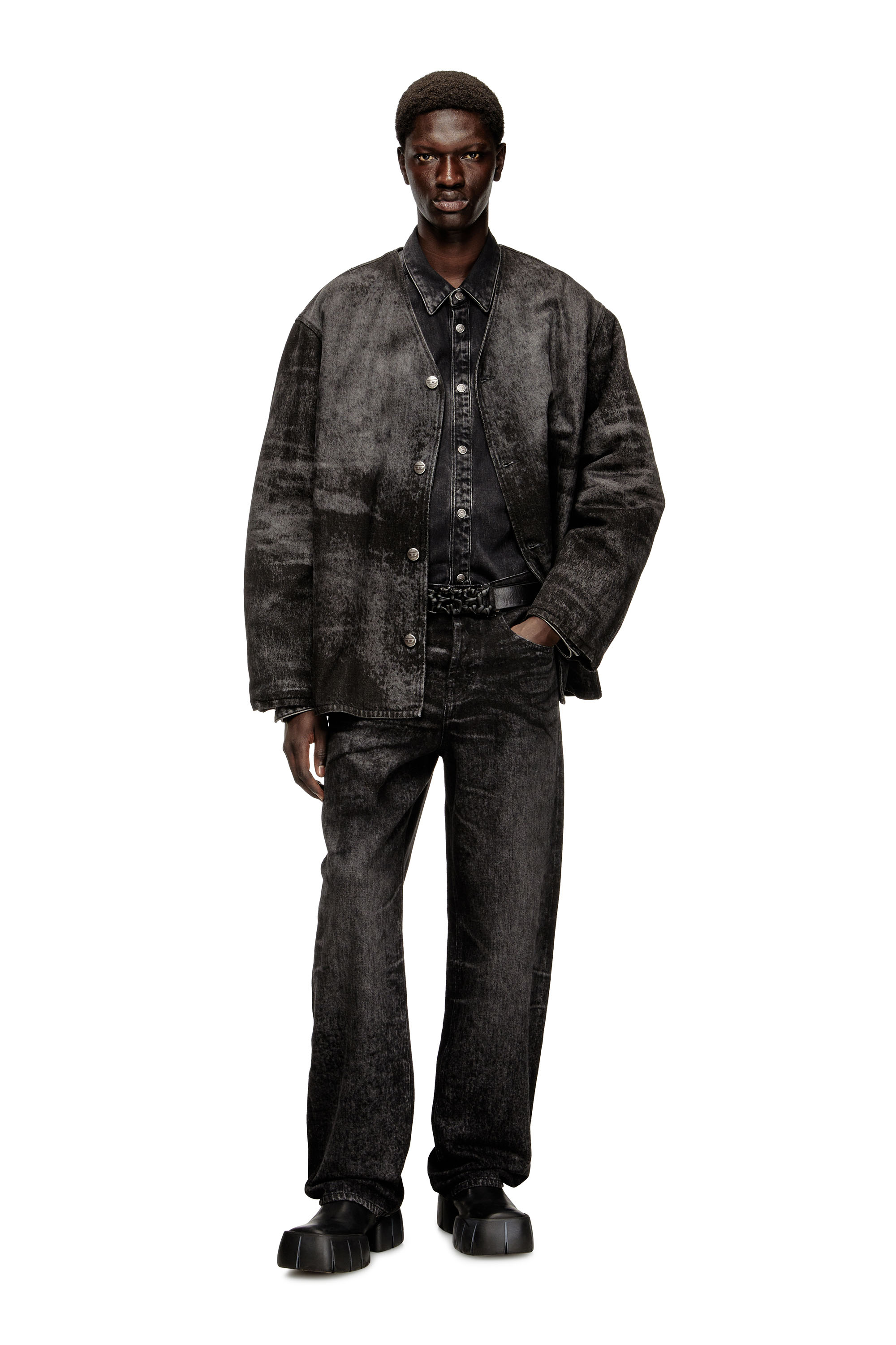 Diesel - Relaxed Jeans 2001 D-Macro 007DB Hombre, Negro/Gris oscuro - 2
