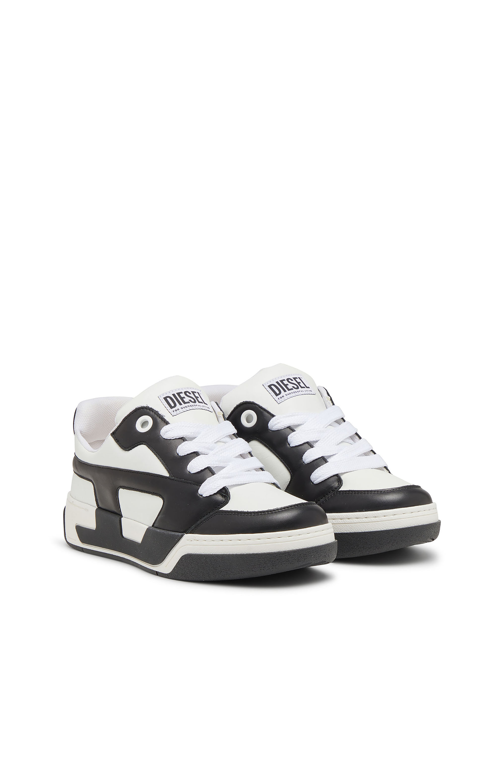 Diesel - S-D-OLLIE LOW, D-Ollie -Zapatillas en cuero de bloques de color Hombre in Blanco - 3