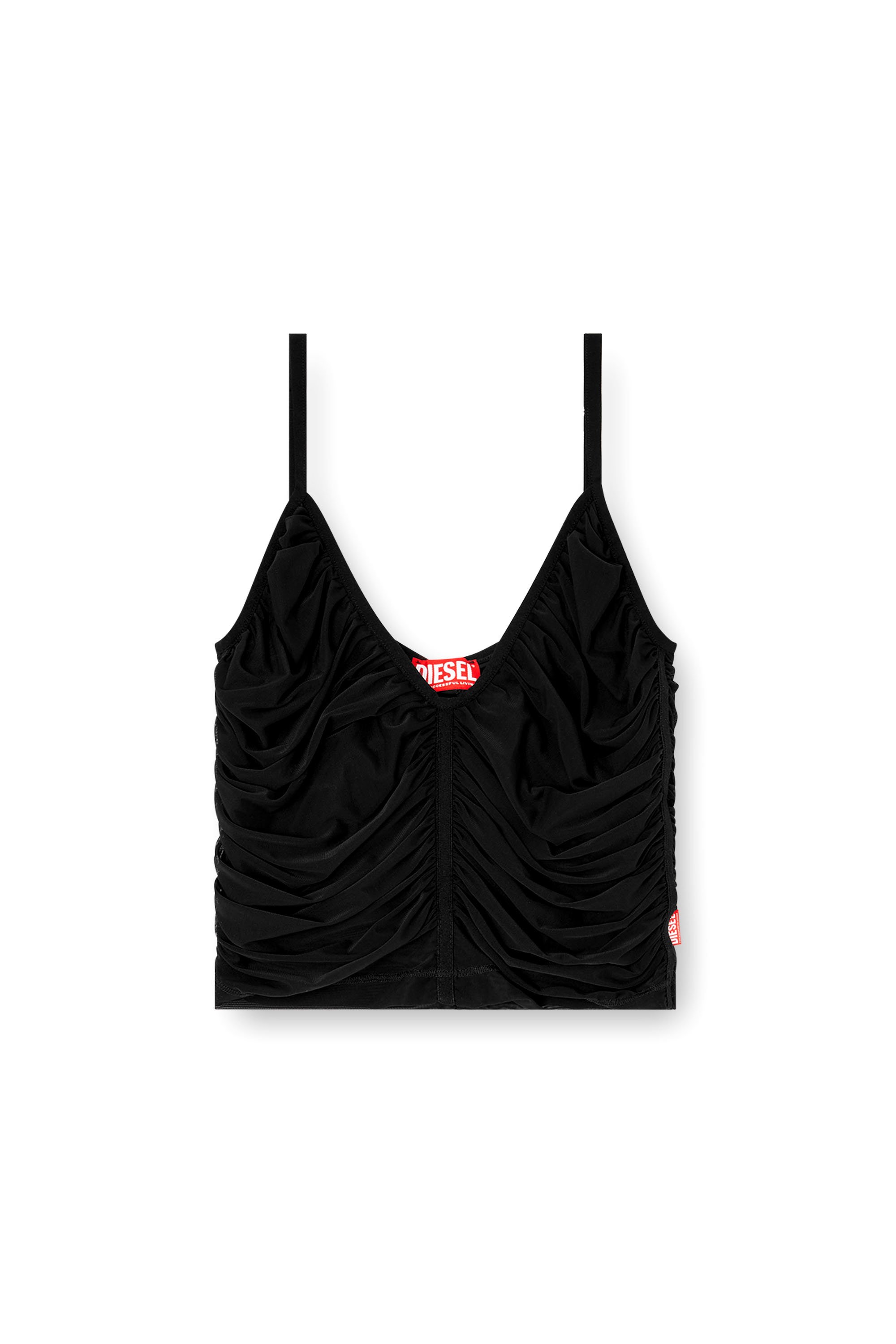 Diesel - T-AIKY, Top fruncido con tiras Mujer in Negro - 3