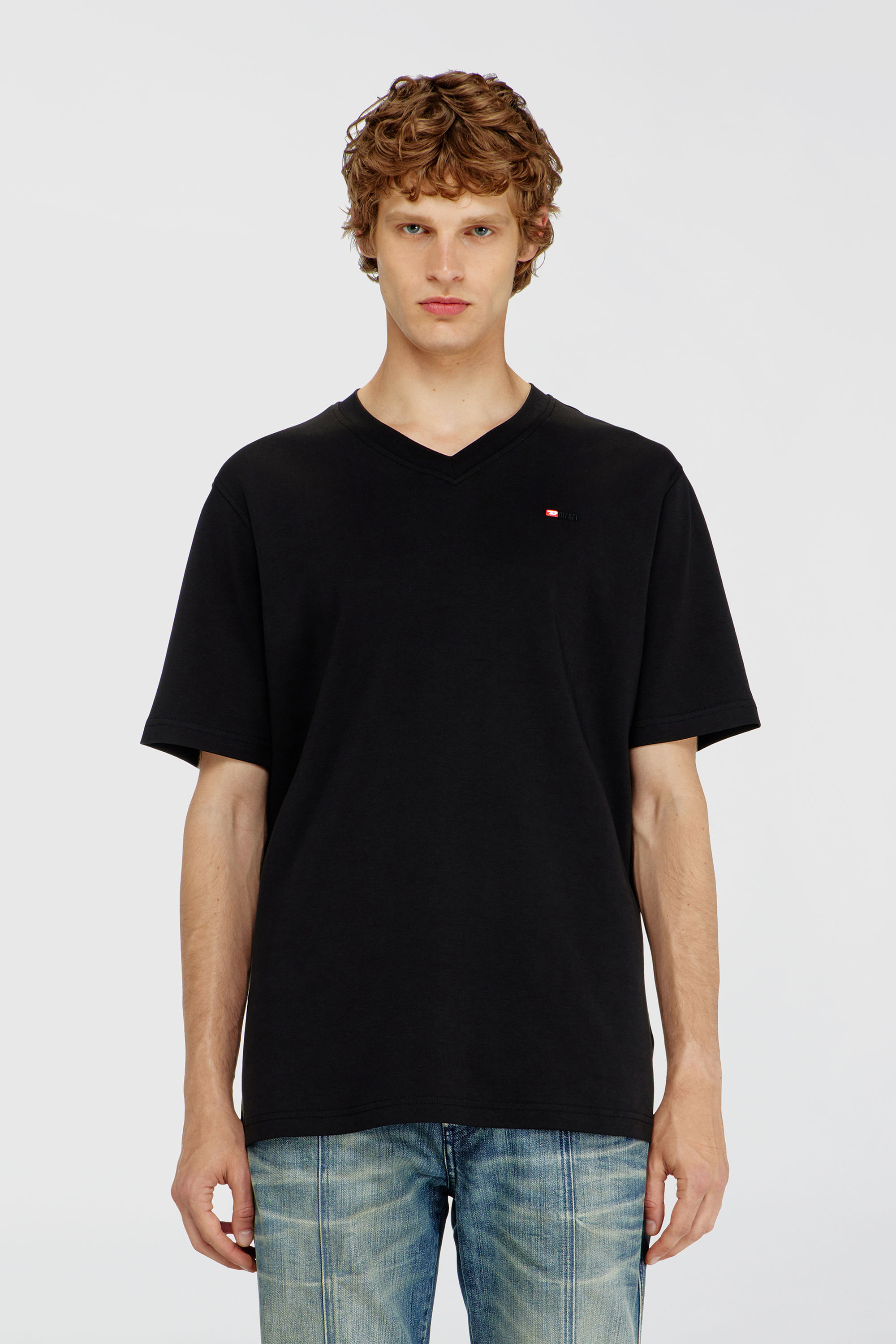Diesel - T-ADJUST-V-MICRODIV, Camiseta de cuello de pico con microbordado de logo Hombre in Negro - 3