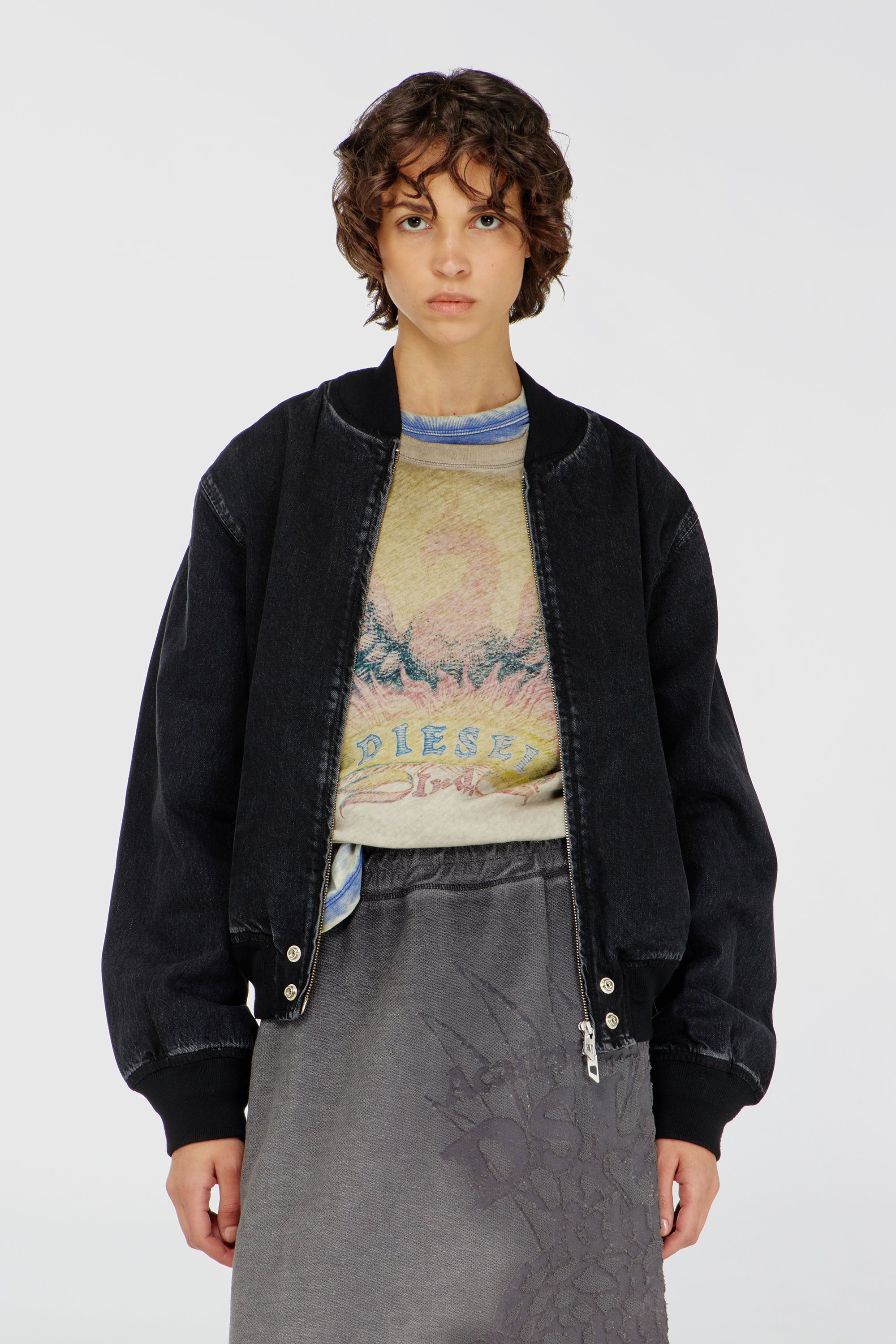 Diesel - D-GUZ, Chaqueta bomber en denim Unisex in Negro - 6