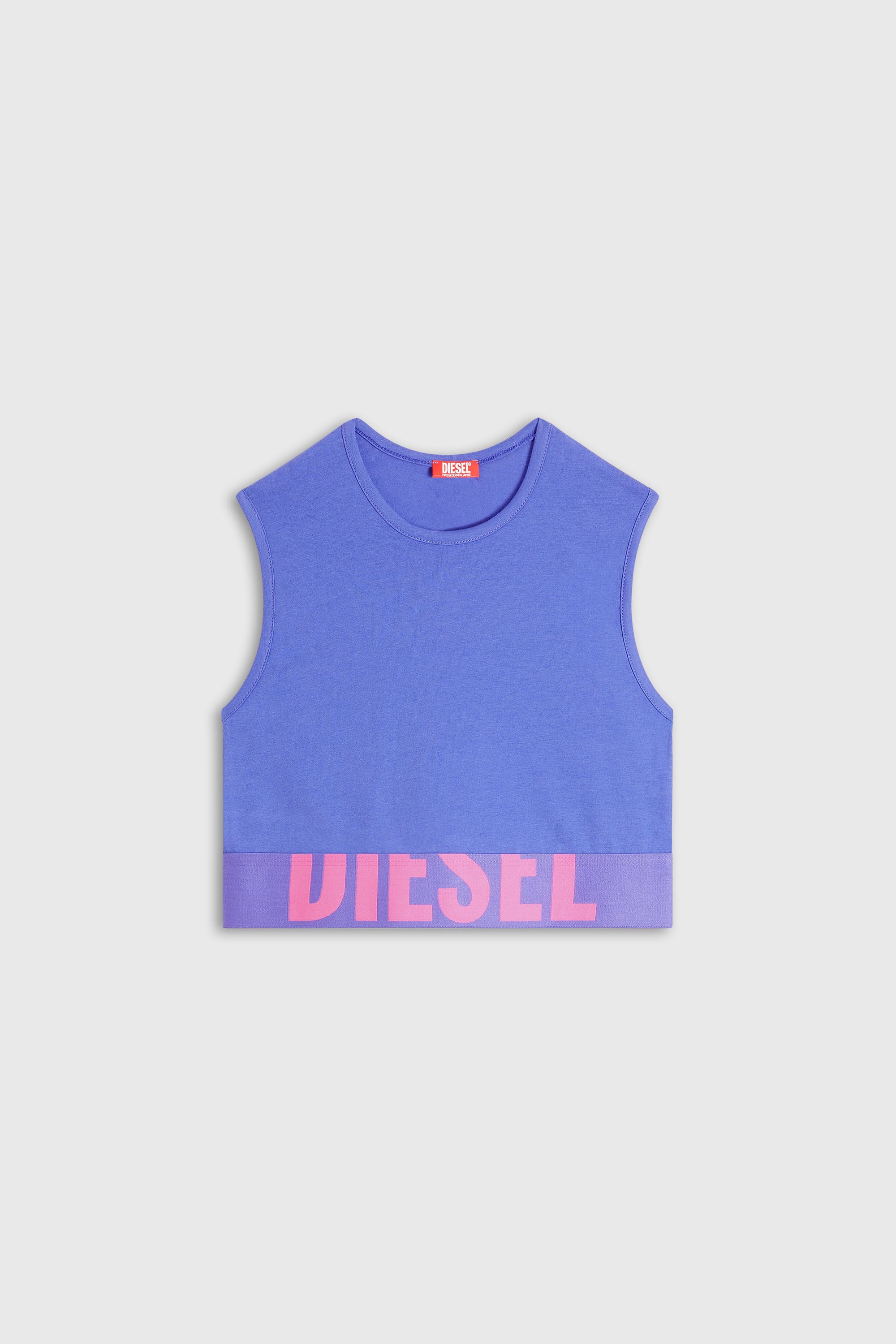Diesel - ADA-D-POP, Camiseta con tirantes recortada con logotipo recortado Mujer in Morado - 2