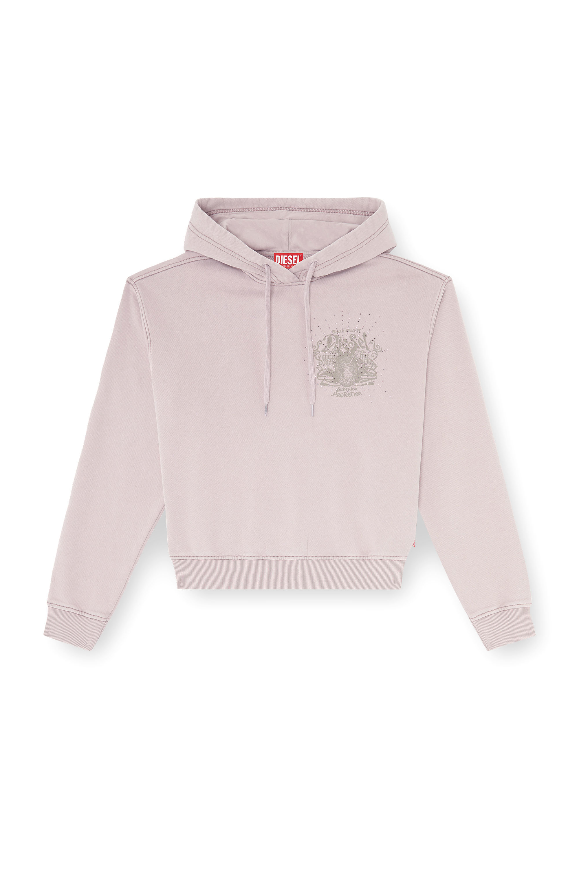 Diesel - F-PHOENY, Sudadera con capucha, estampados y tachuelas de strass Mujer in Morado - 2
