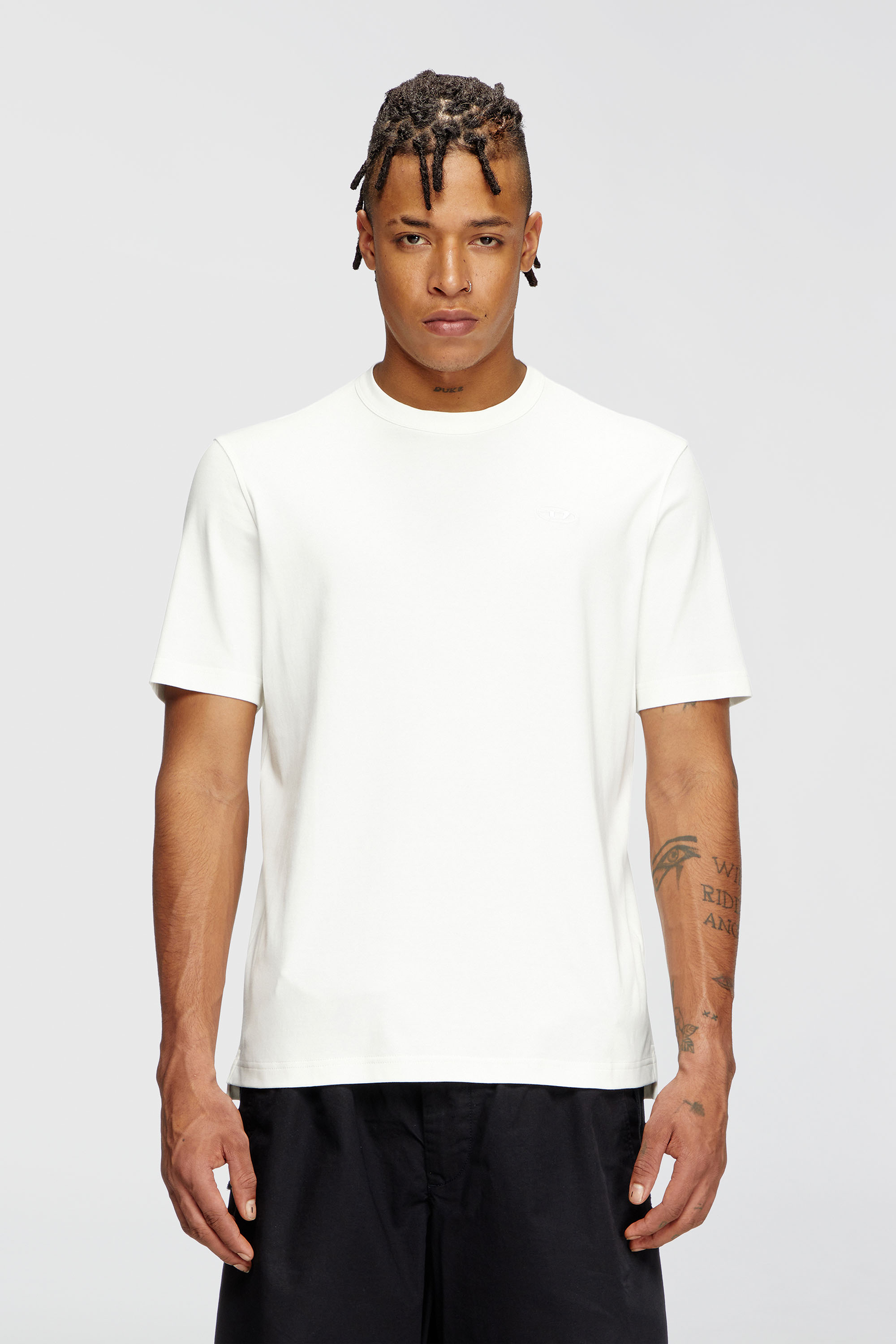 Diesel - T-ADJUST-SLITS-R17, Camiseta con bordado de logotipo a tono Hombre in Blanco - 1