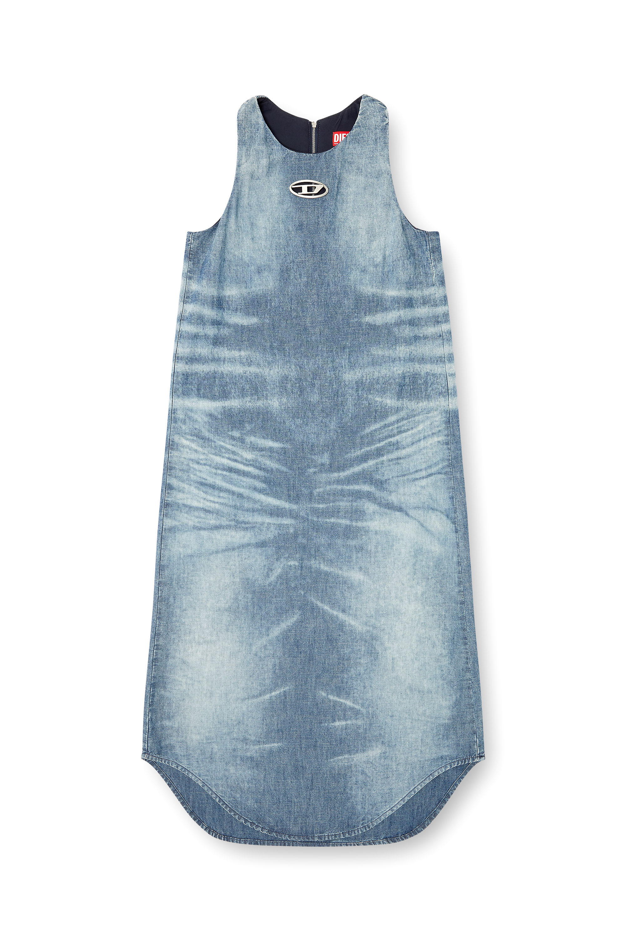 Diesel - DE-LINA-S, Vestido largo en denim efecto mármol Mujer in Azul marino - 2