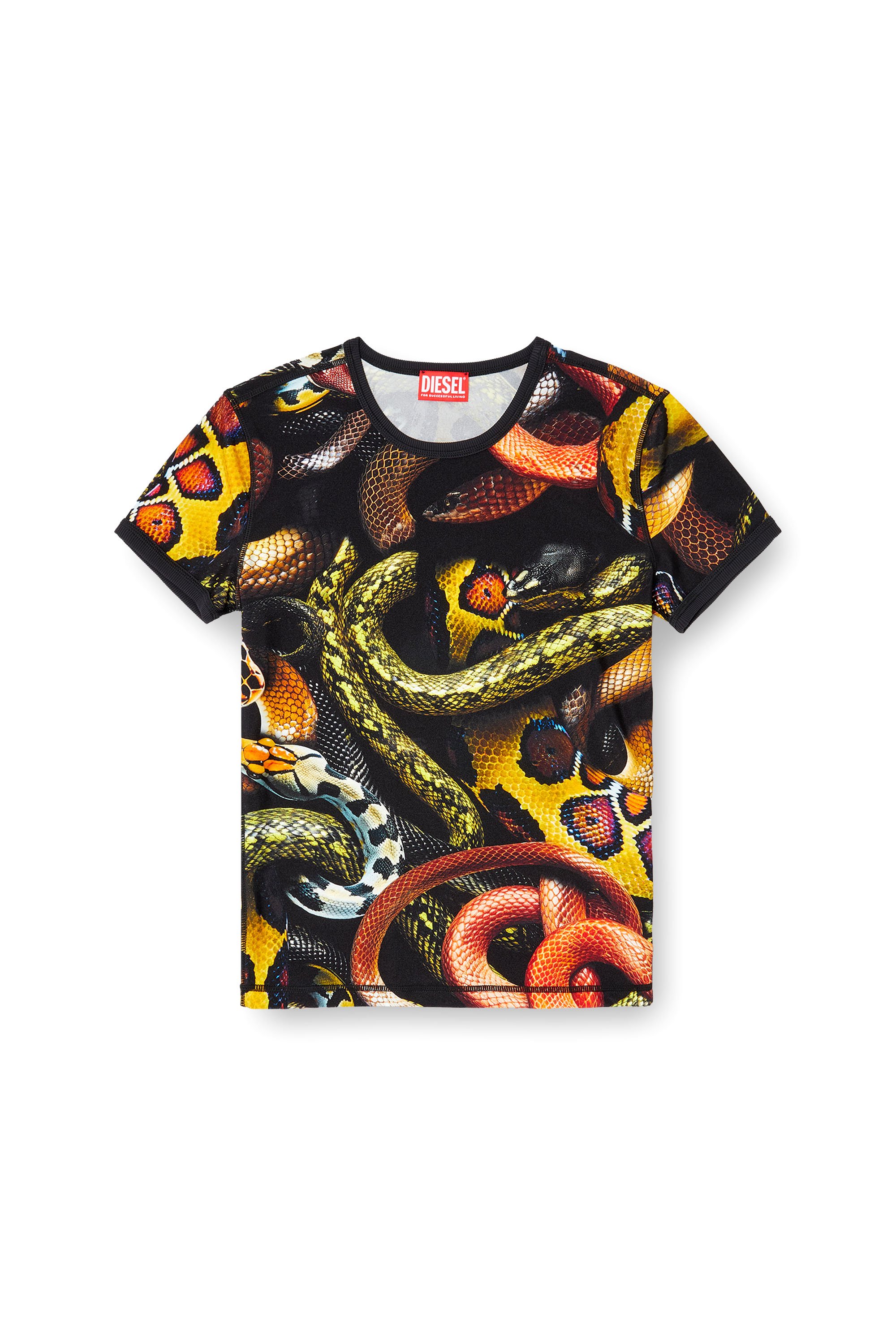 Diesel - CL-T-UNCLE-SNAKE, Camiseta de licra con estampado de serpiente all-over Unisex in Multicolor - 3