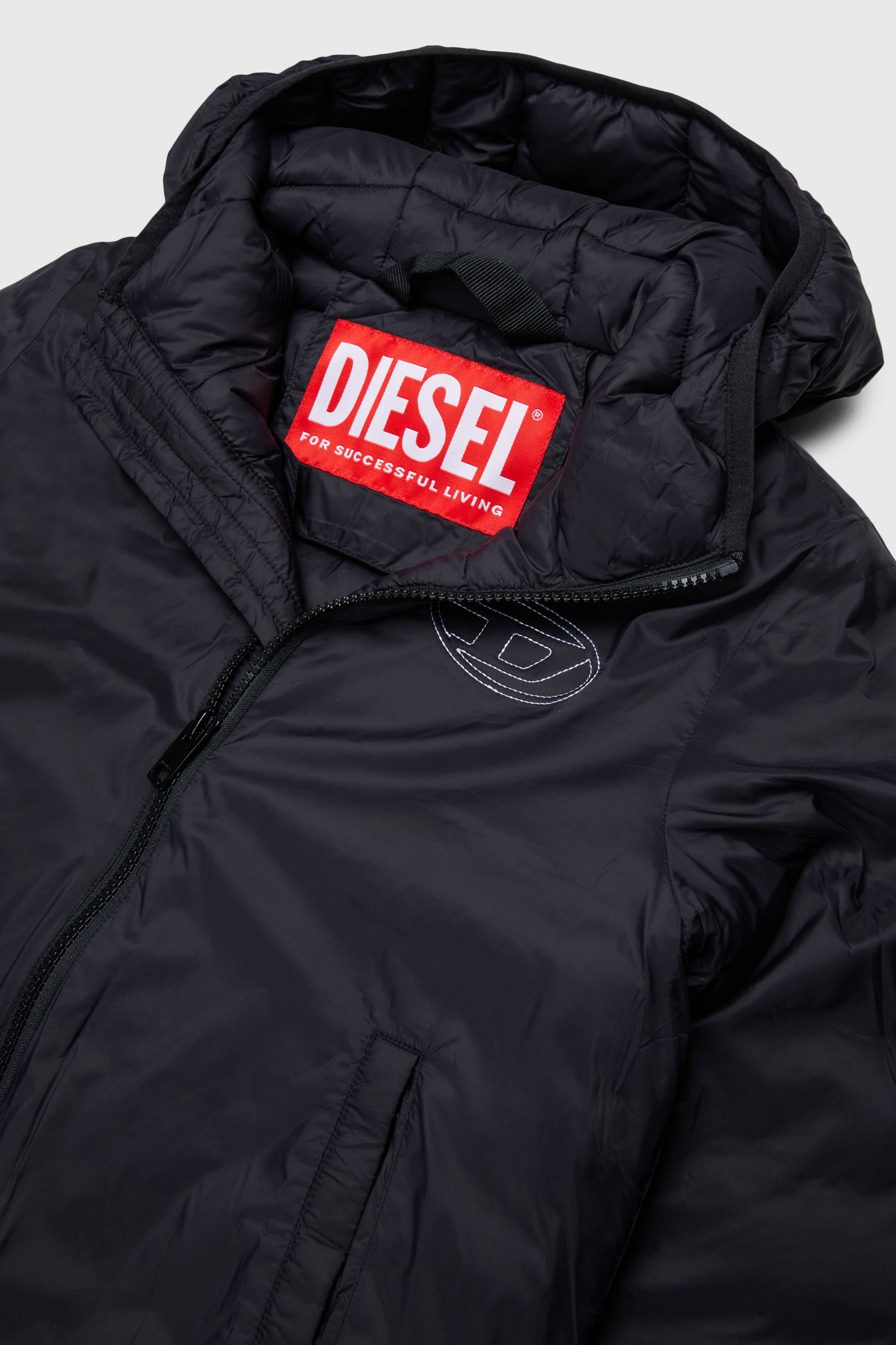 Diesel - JOSIPLS, Chaqueta con capucha de nailon acolchado Unisex in Negro - 3