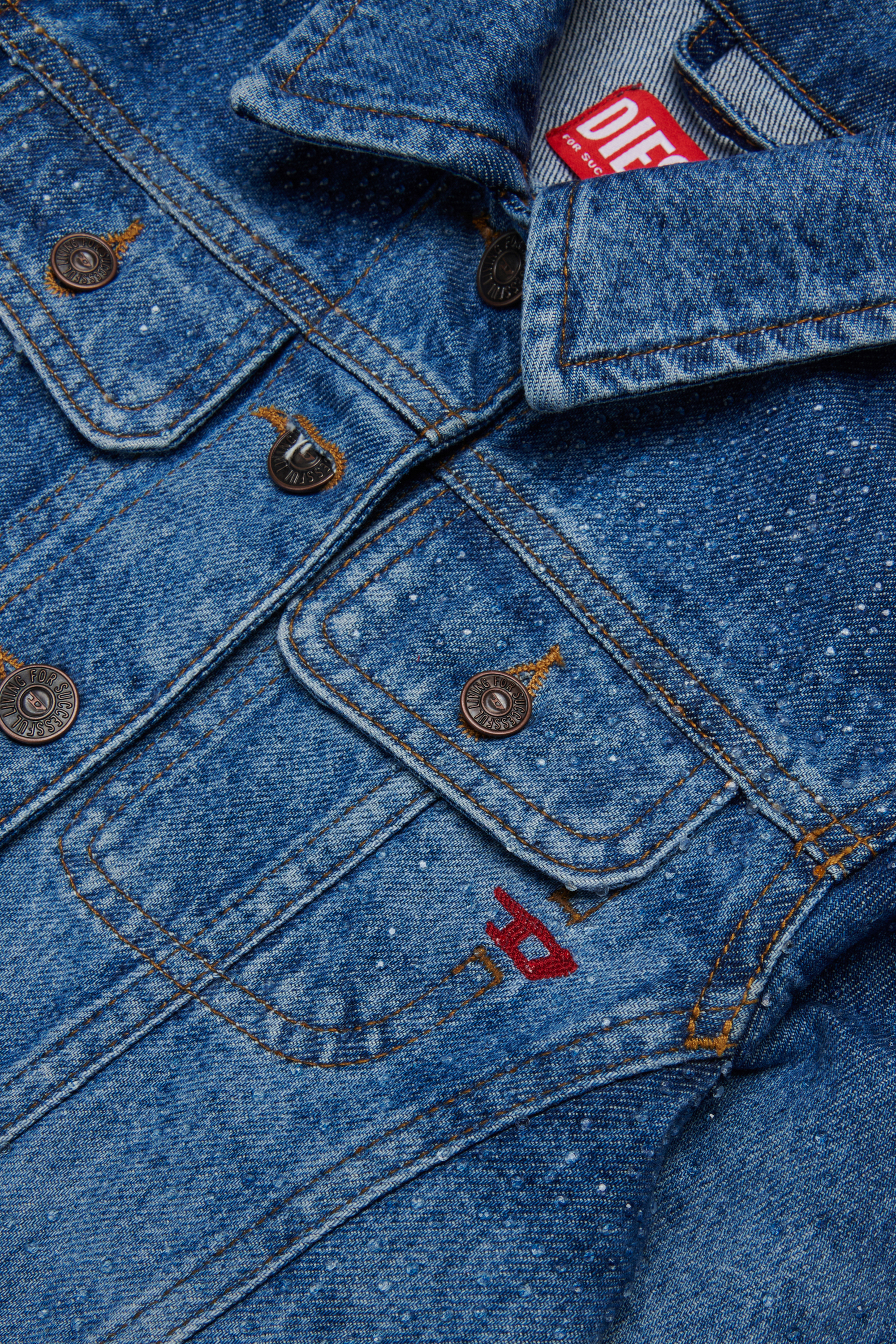 Diesel - JSLIMMY-J, Chaqueta trucker de denim con lavado stonewashed Mujer in Azul marino - 4