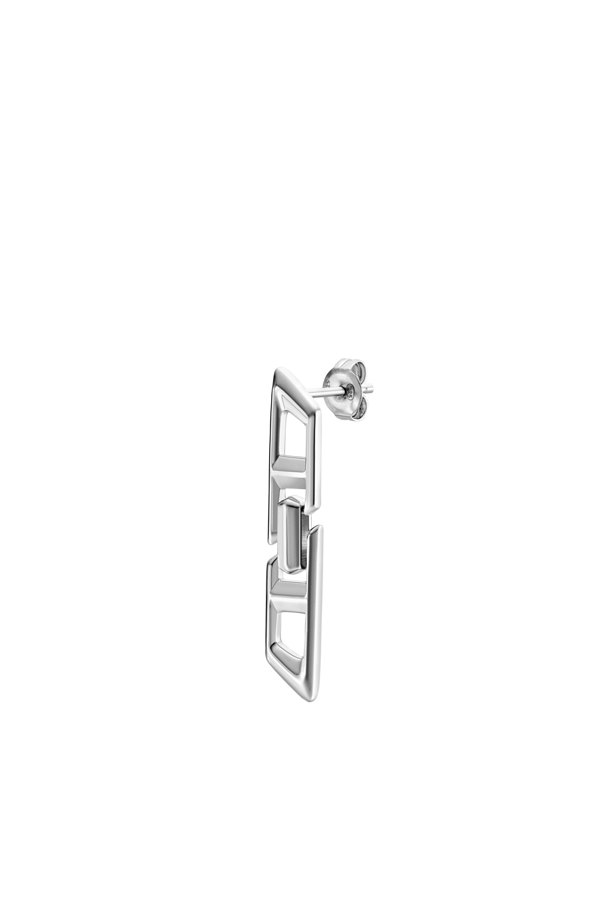 Diesel - DL1348040 JEWEL, Unisex D Logo Sterling Silver Drop Earring in Silver - Image 2