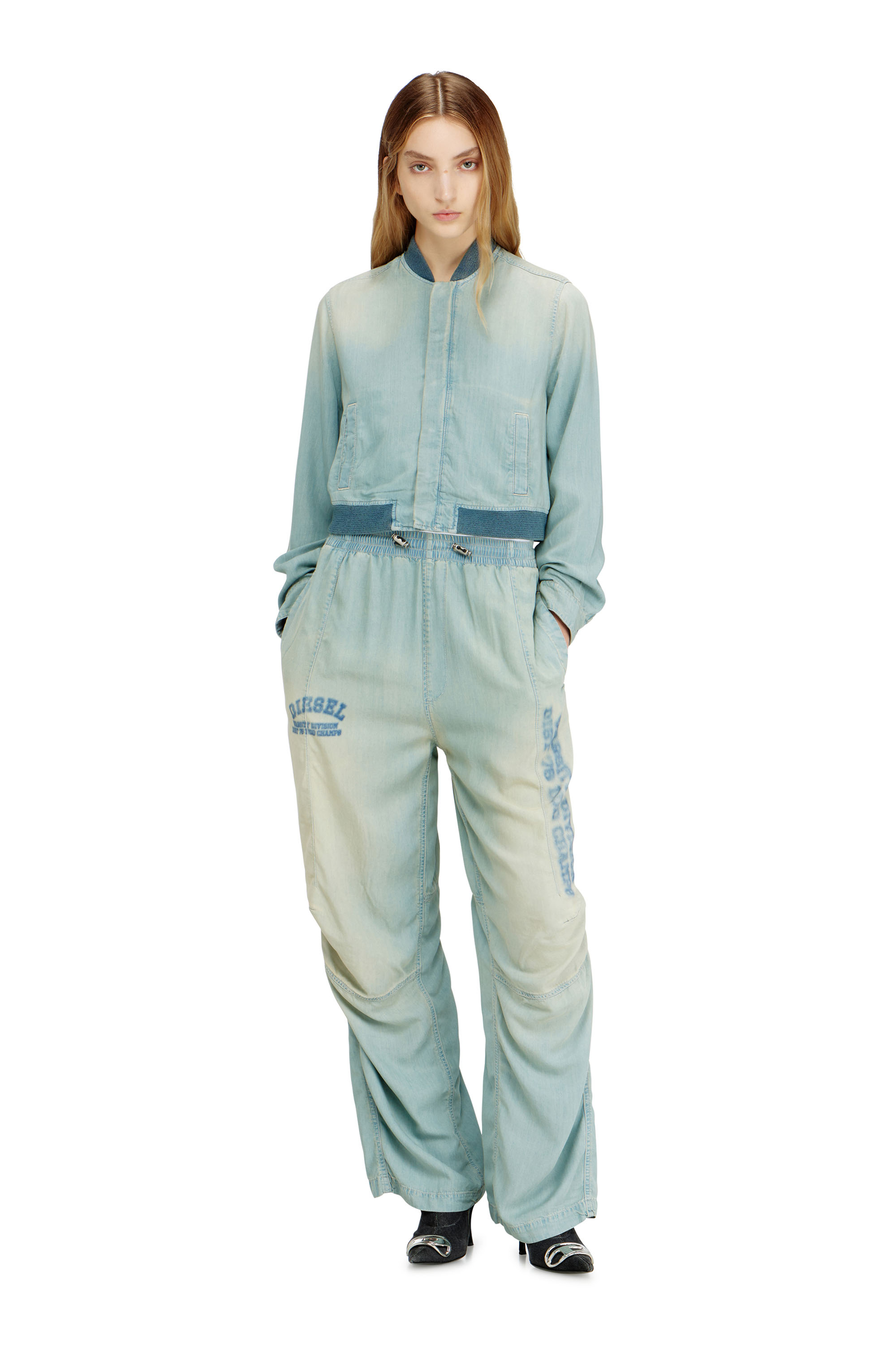 Diesel - DE-RANIA-S1, Bomber-camisa de denim fluido con efecto suciedad Mujer in ToBeDefined - 2