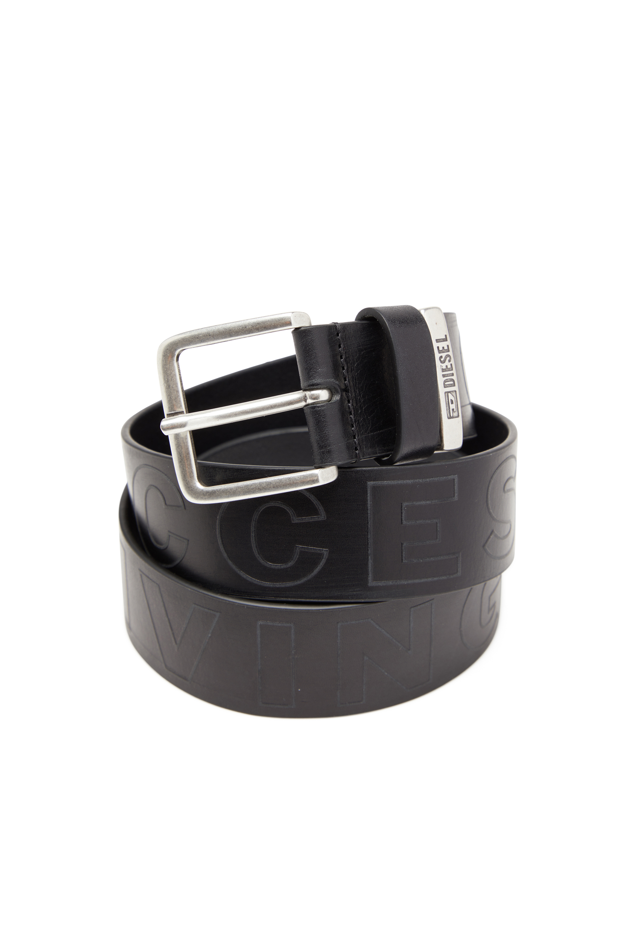 Diesel - B-FSL-OUTLINE, Cinturón de cuero de 4 cm con letras en relieve Hombre in Negro - 3
