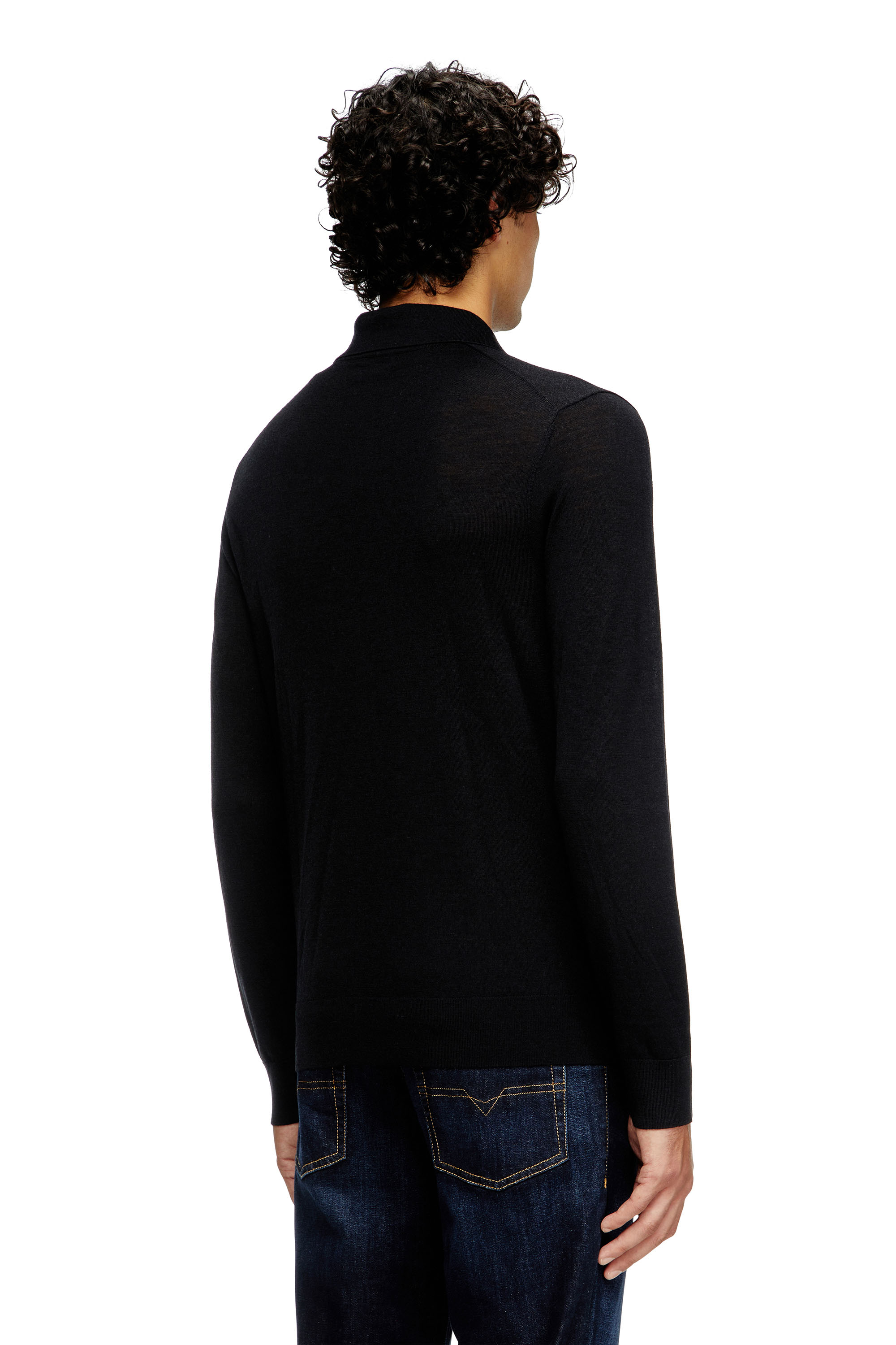 Diesel - K-GLARE, Jersey de lana con cuello polo Hombre in Negro - 4