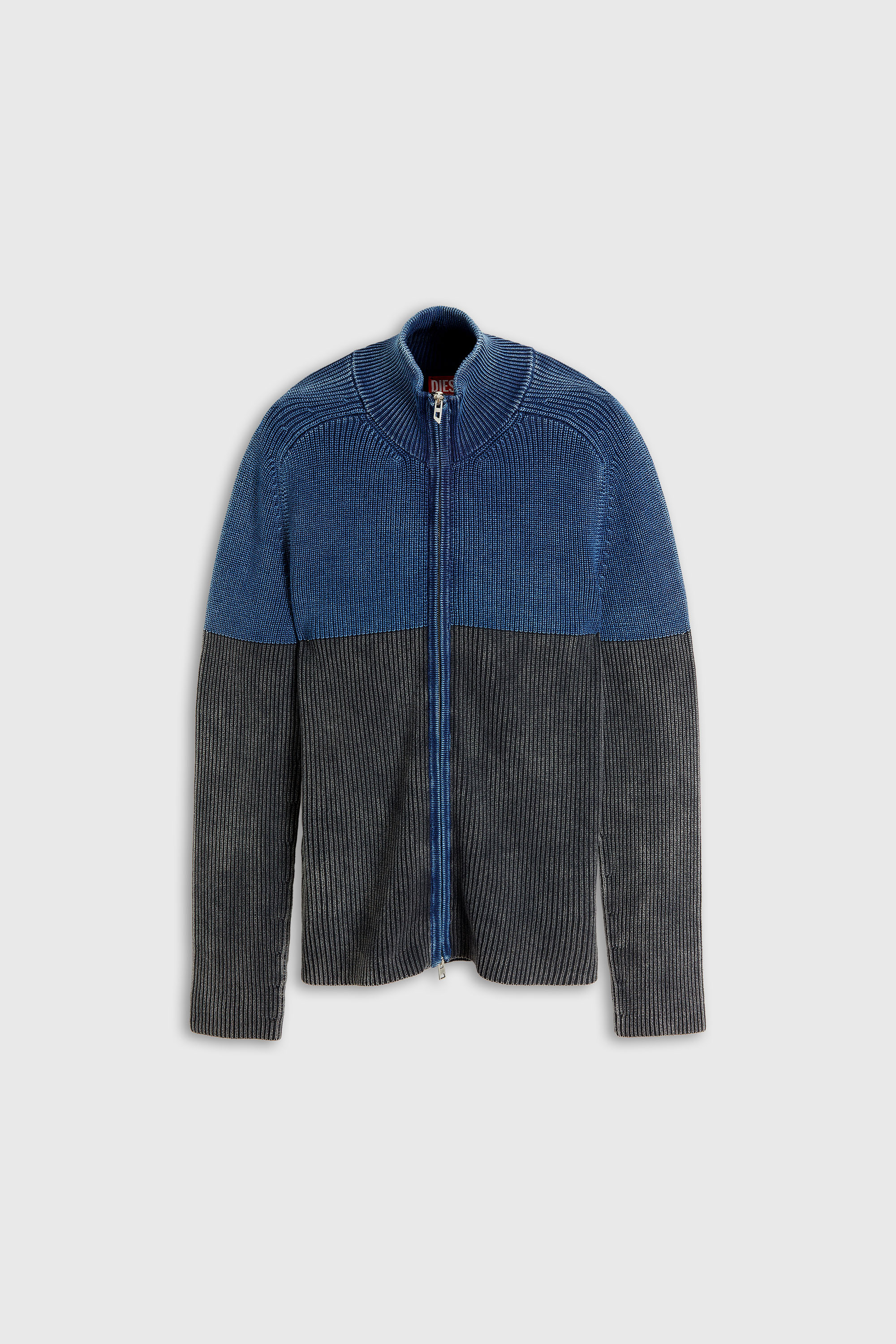 Diesel - K-HERMOS, C&aacute;rdigan con cremallera y efecto denim bicolor Hombre in Multicolor - 2