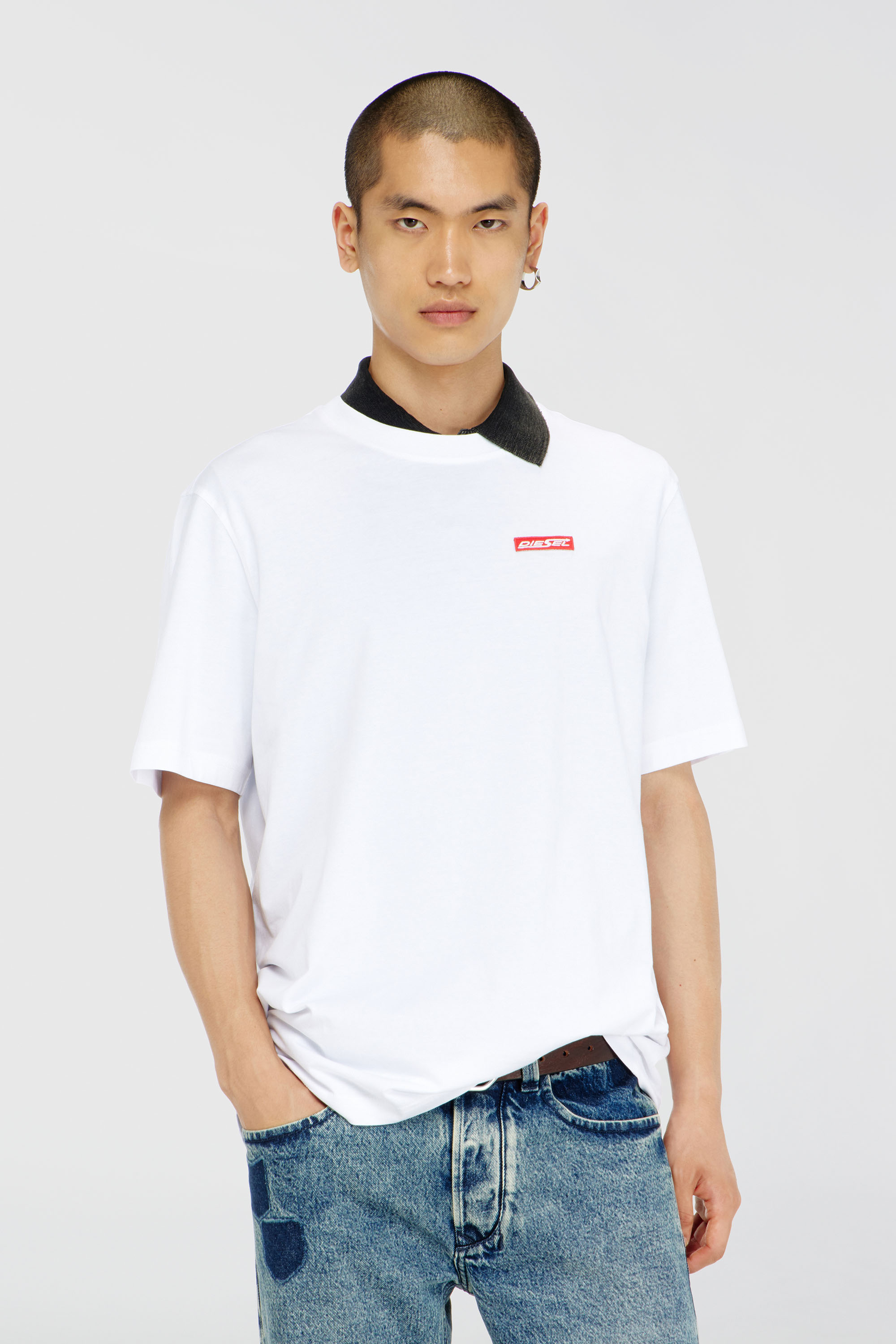 Diesel - T-ADJUST-AA12, Camiseta de algod&oacute;n con parche de logo Hombre in Blanco - 3