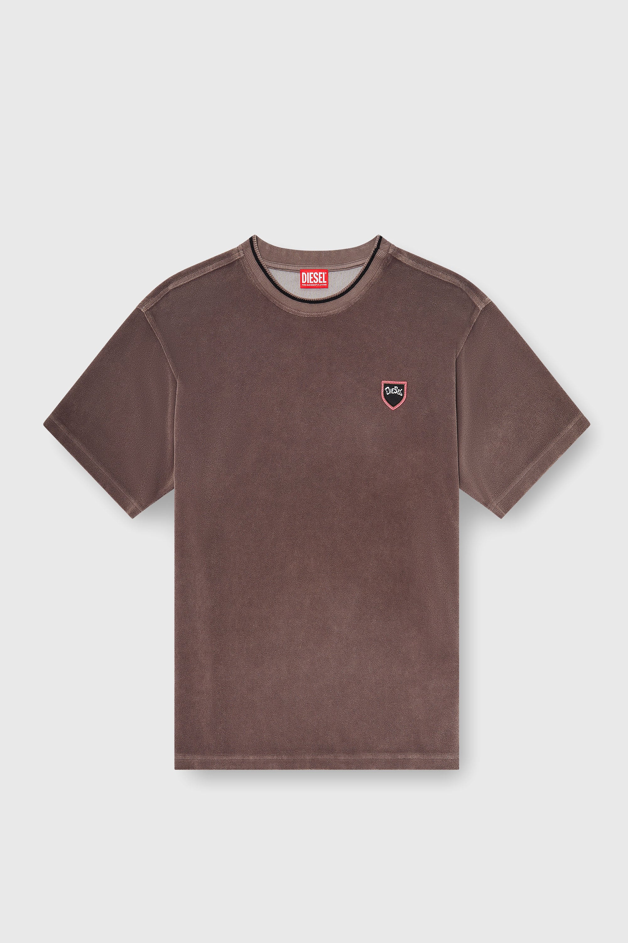 Diesel - T-SPONGY, Camiseta de chenilla con patch de escudo Hombre in Marr&oacute;n - 2