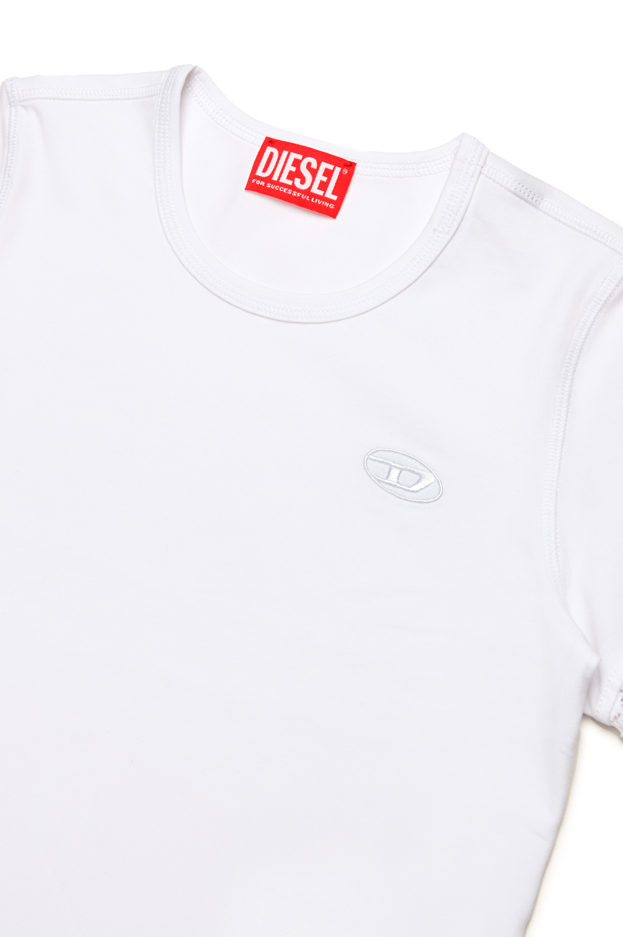Diesel - TUNCUTIELACE, Mujer Camiseta con ribetes de encaje en las mangas in Blanco - Image 3