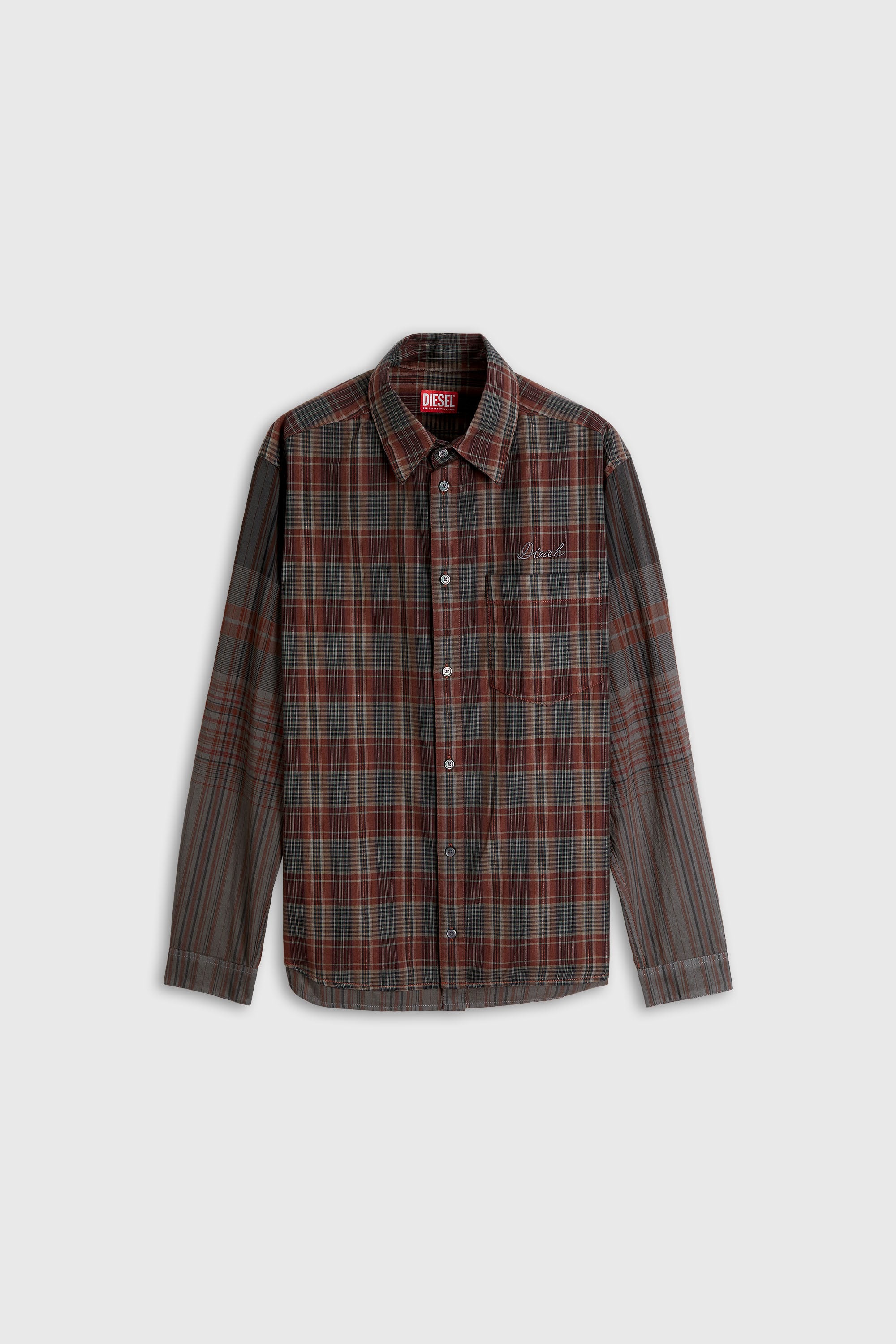 Diesel - S-TEN, Camisa de franela a cuadros metalizados Hombre in Multicolor - 2
