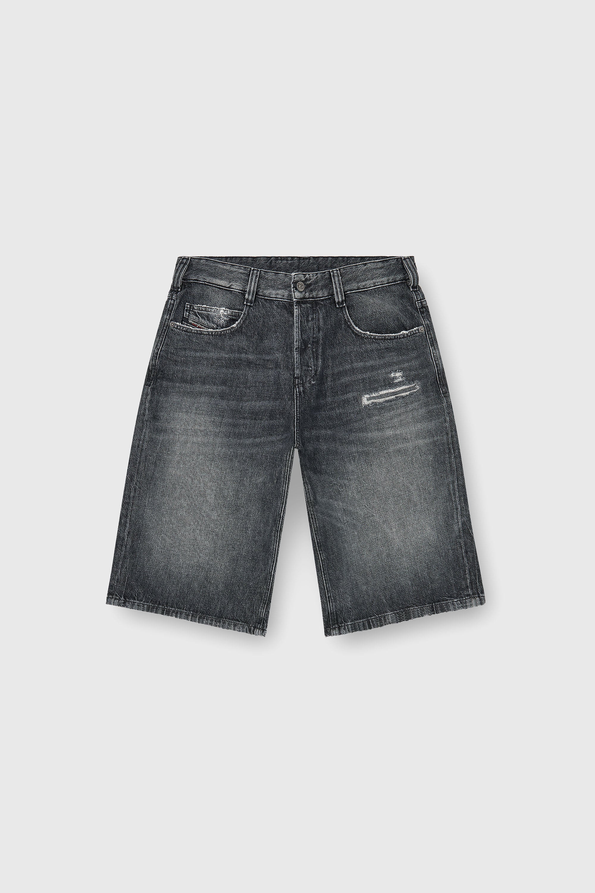 Diesel - D-ENIM-M-SHORT, Shorts relaxed de denim con abrasiones Unisex in Gris - 2