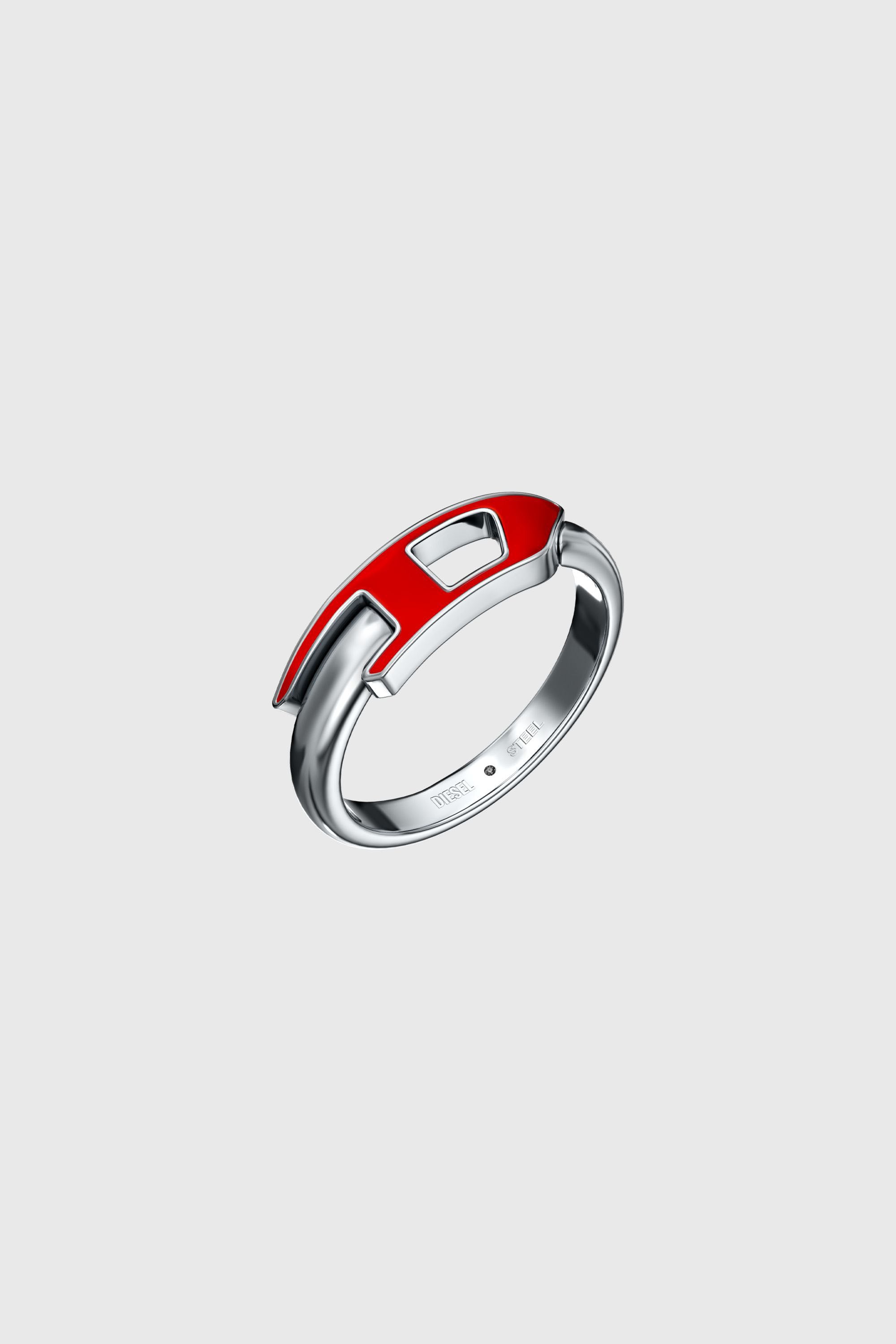 Diesel - DX1688040 JEWELLERY, Unisex's Stainless steel band ring in Silver/Red - 1