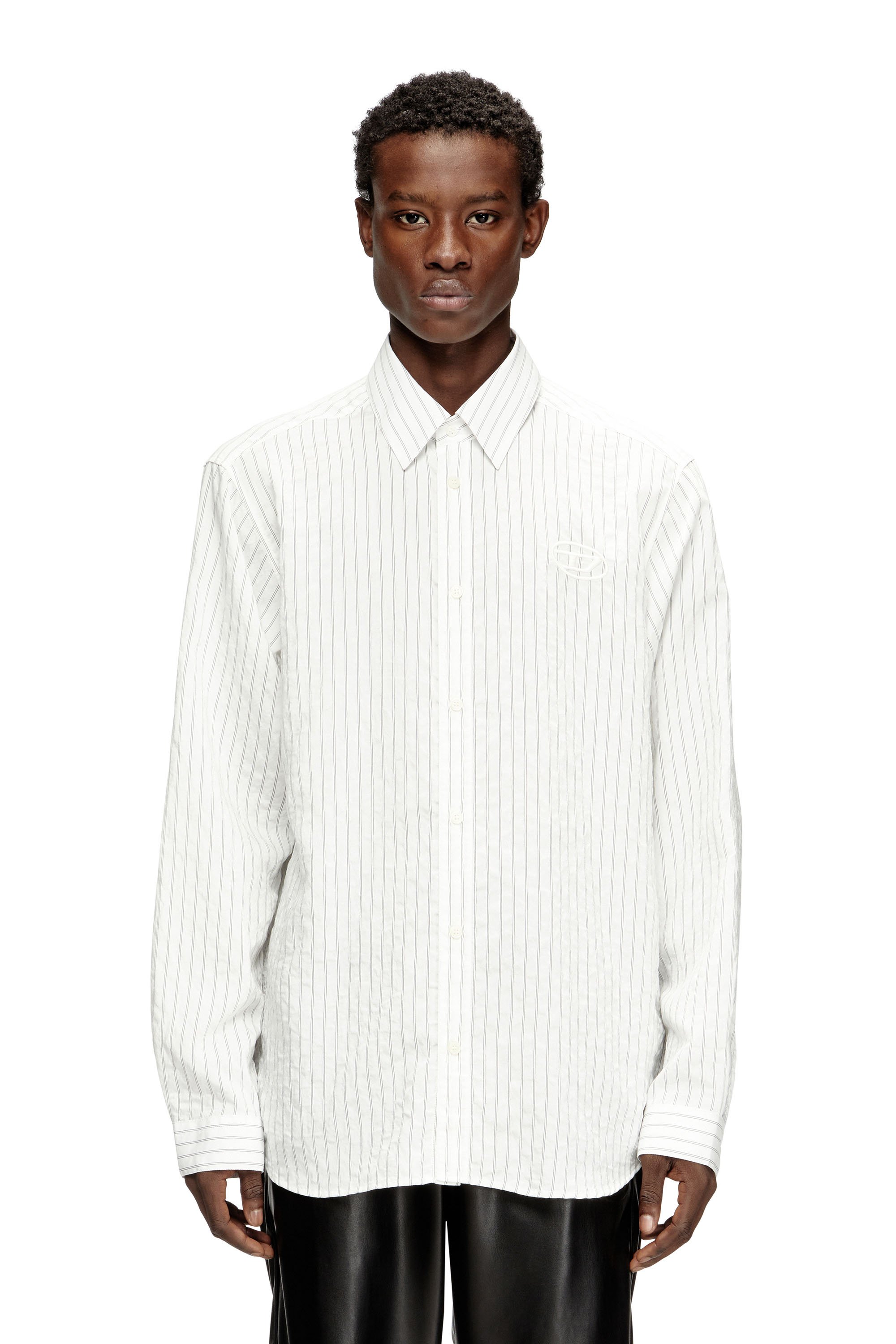 Diesel - S-SIMPLY-GSBG, Camisa de mezcla de lana con bordado Oval D Hombre in Multicolor - 1