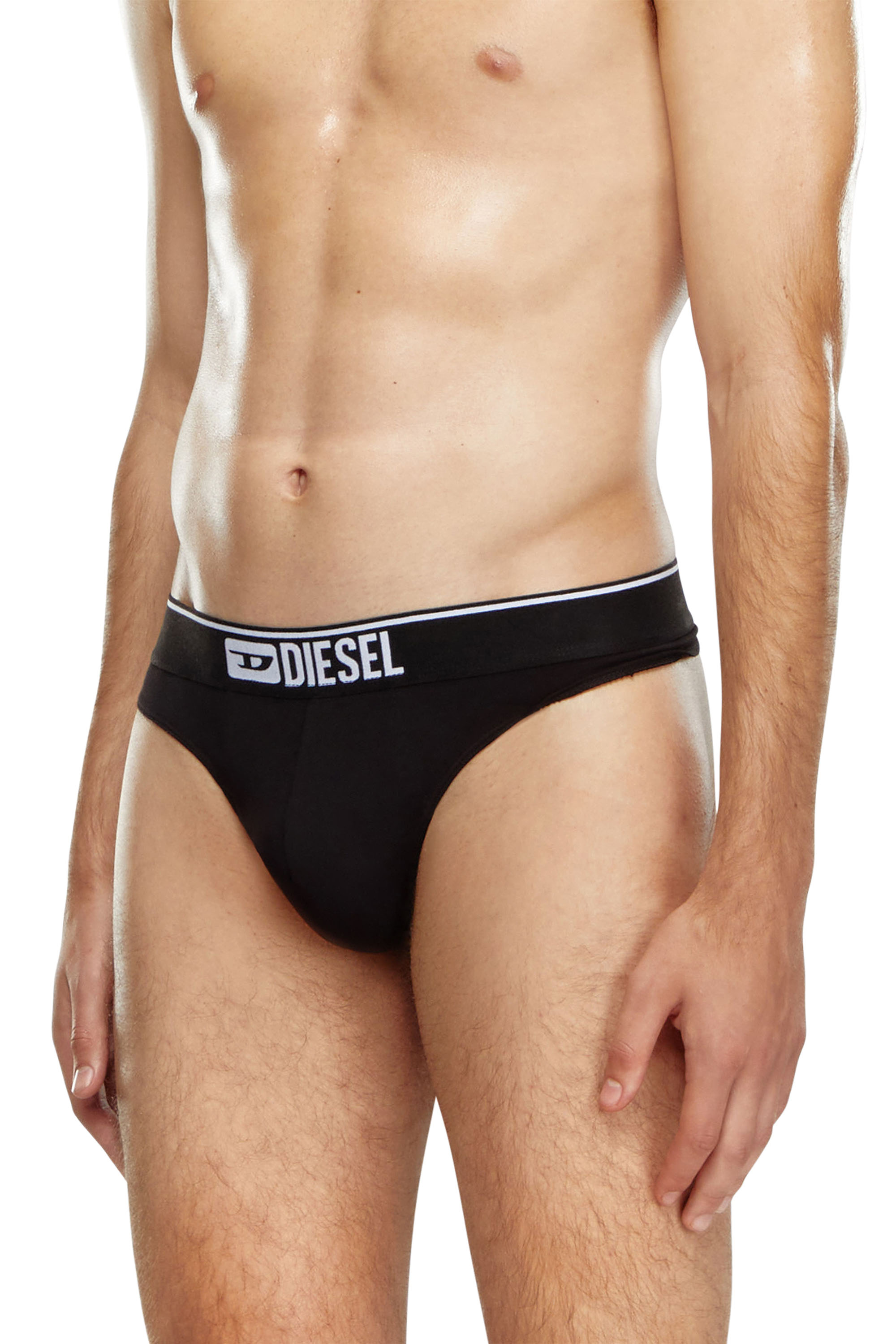 Diesel - UMBR-STRINGTHREEPACK, Paquete de tres tangas con cintura con logotipo Hombre in Negro - 3