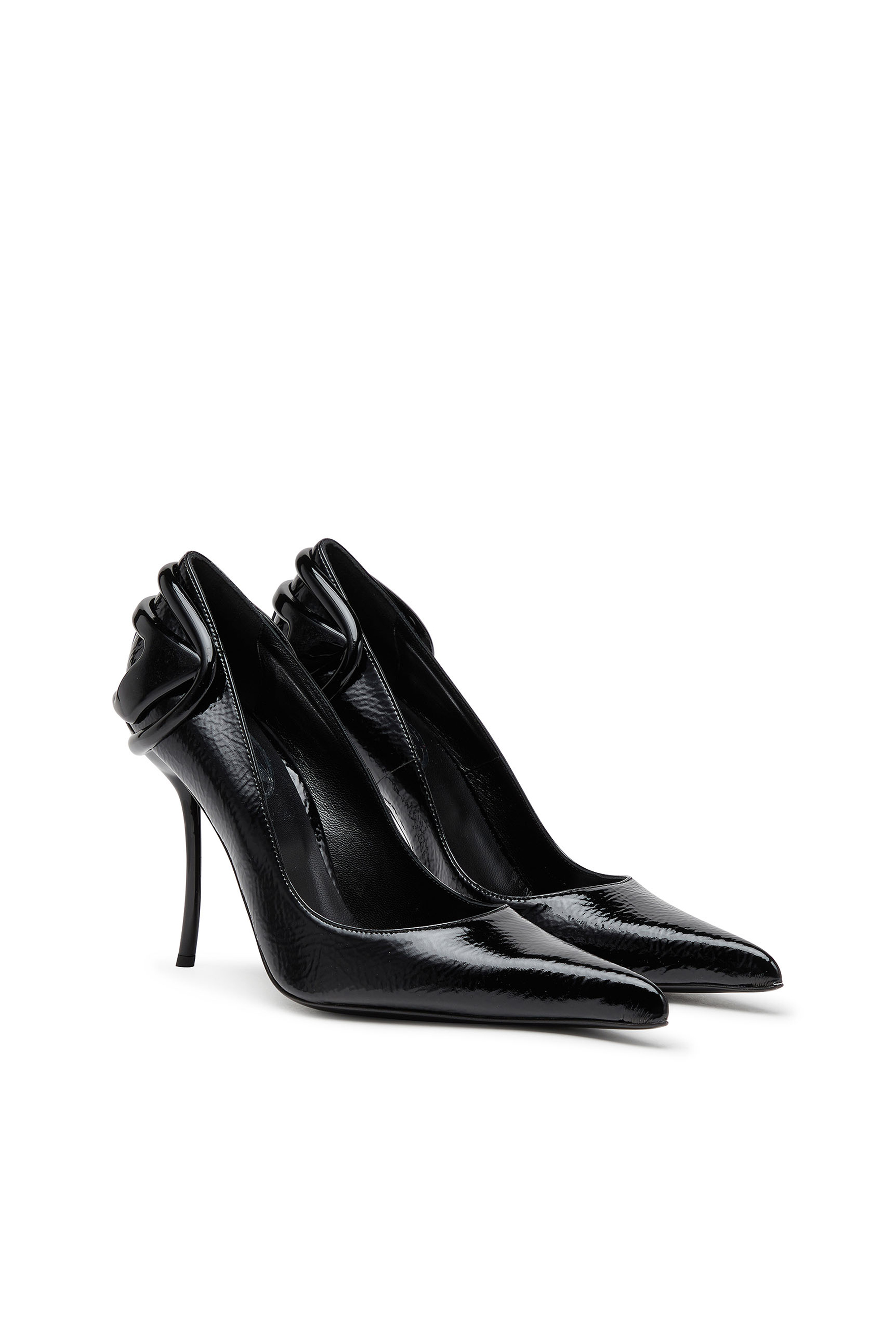 Diesel - D-TEN&HALF P, Mujer Zapatos de salón brillantes con tacón curvado in Negro - Image 2
