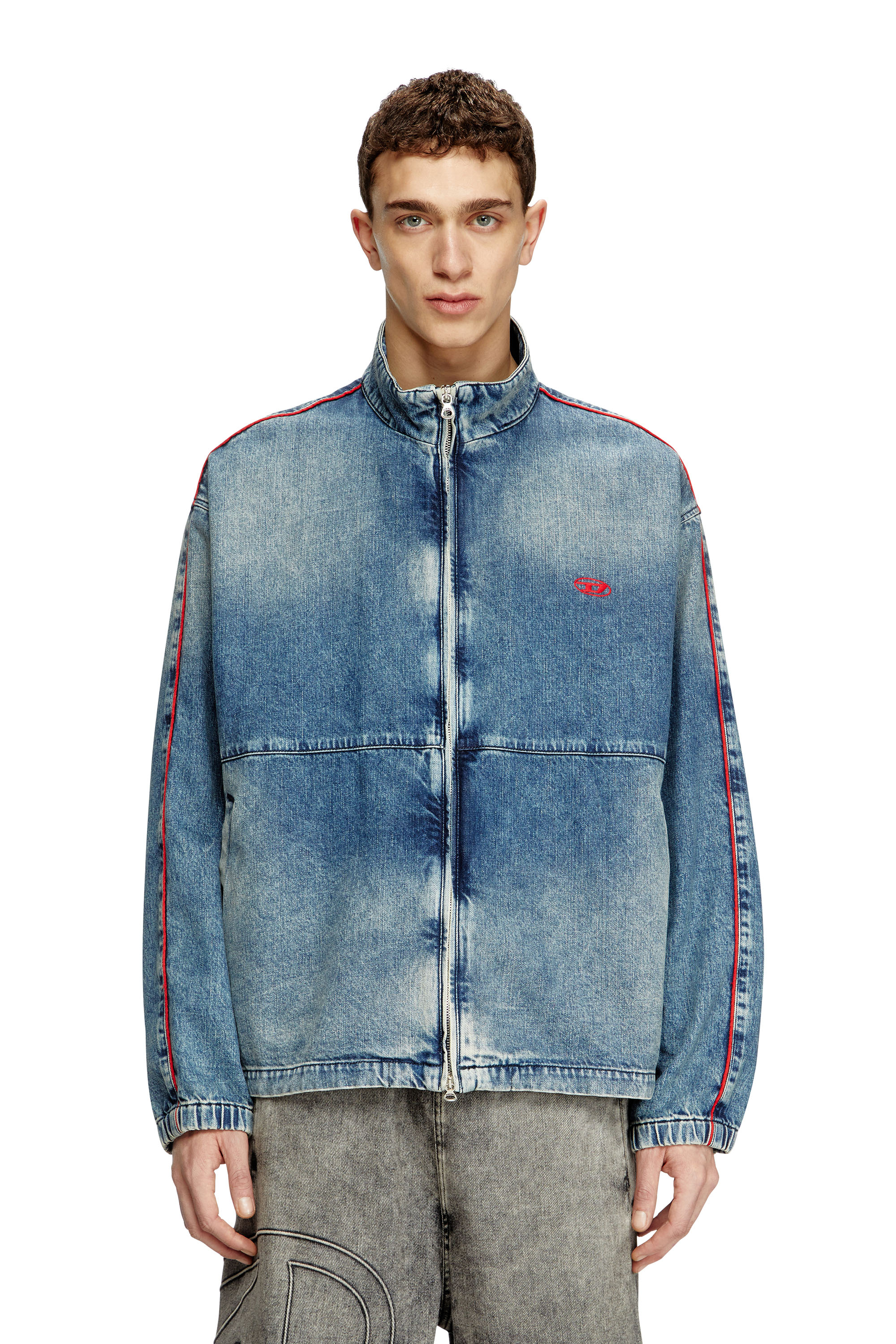 Diesel - D-KRAP-S2, Chaqueta denim con ribetes rojos Hombre in Azul marino - 1