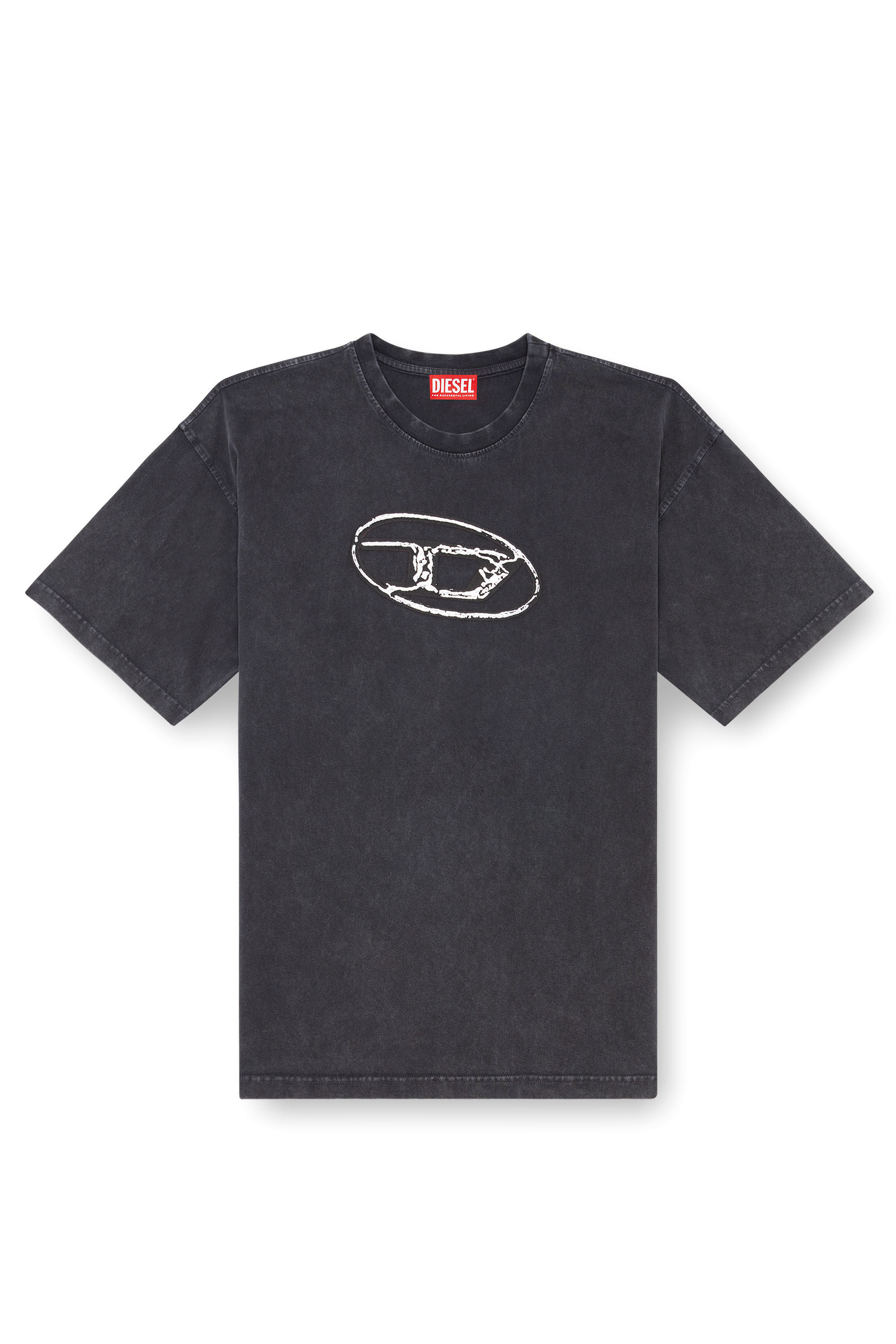 Diesel - T-BOXT-Q22, Camiseta desteñida con estampado Oval D Hombre in Negro - 2